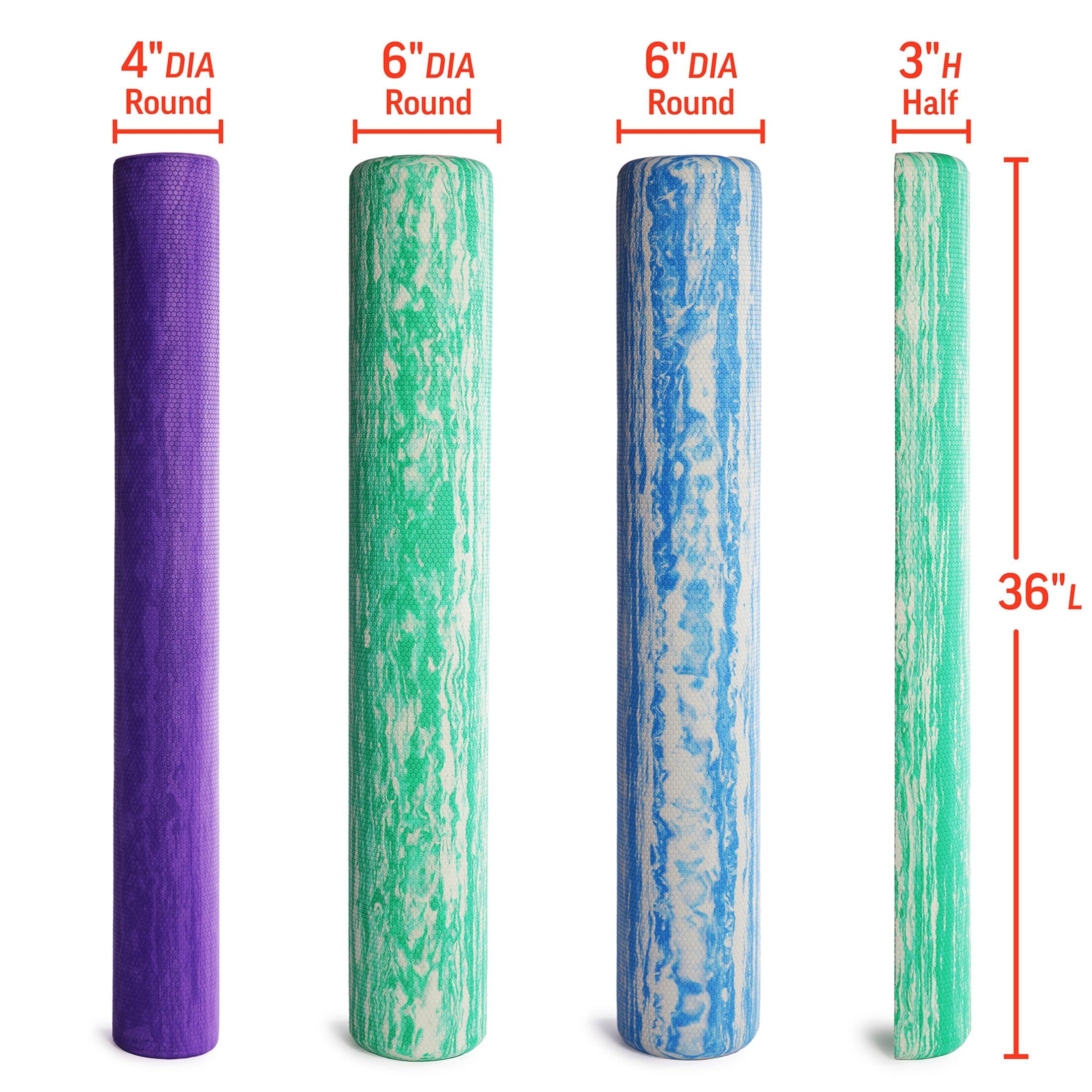 OPTP OPTP PRO-ROLLER Standard Density Foam Roller - Durable Roller for Back Massage, Deep Tissue Foam Roller Exercises, Stretching, Fitness, Yoga and Pilates - 36 Inches by 6 Inches, Blue