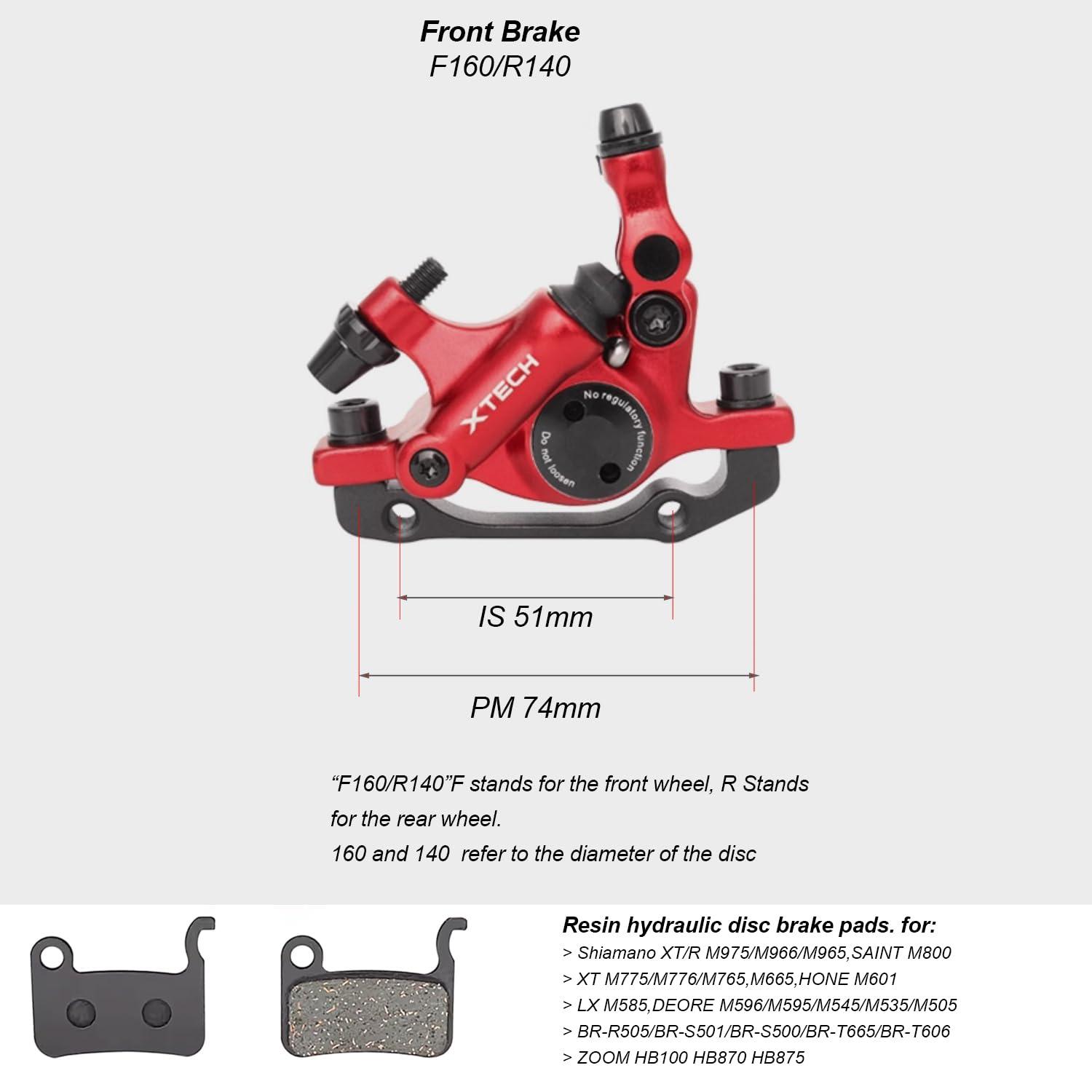 catazer catazer MTB Road HB-100 MTB Road Line Pulling Hydraulic Disc Brake Calipers Front & Rear Mountain Bike Disc Brake E-Bike Disc Brake (1 Pcs Red Front)