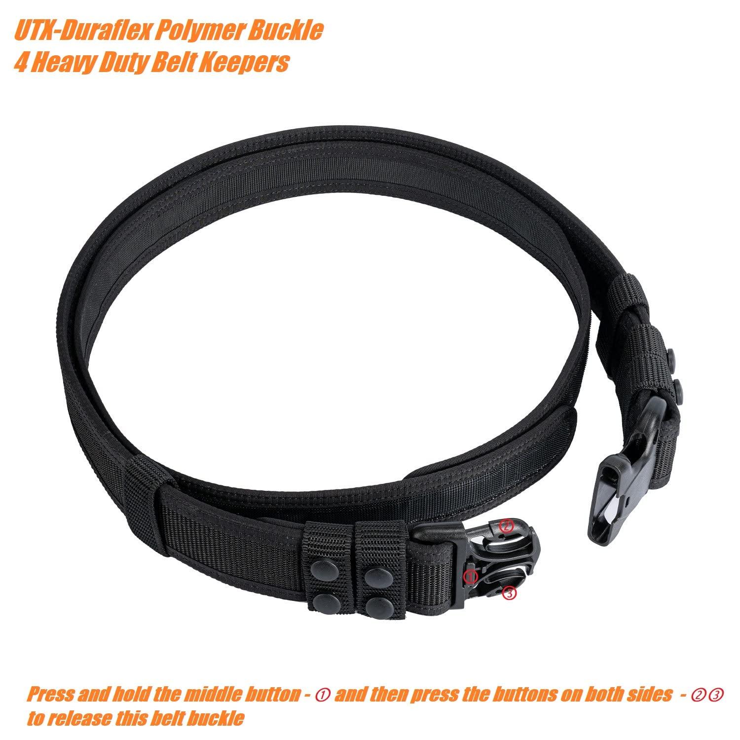 Vianyer Vianyer Duty Belt for Law Enforcement Police 2\" Tactical EDC Patrol Work Belt Officier Utility Web Belt for Security Correction L(35\"-38\")