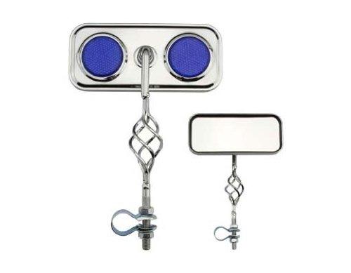 Alta Alta Cage Rectangle Twisted Bike Mirror, Multiple Colors (Blue Reflectors)