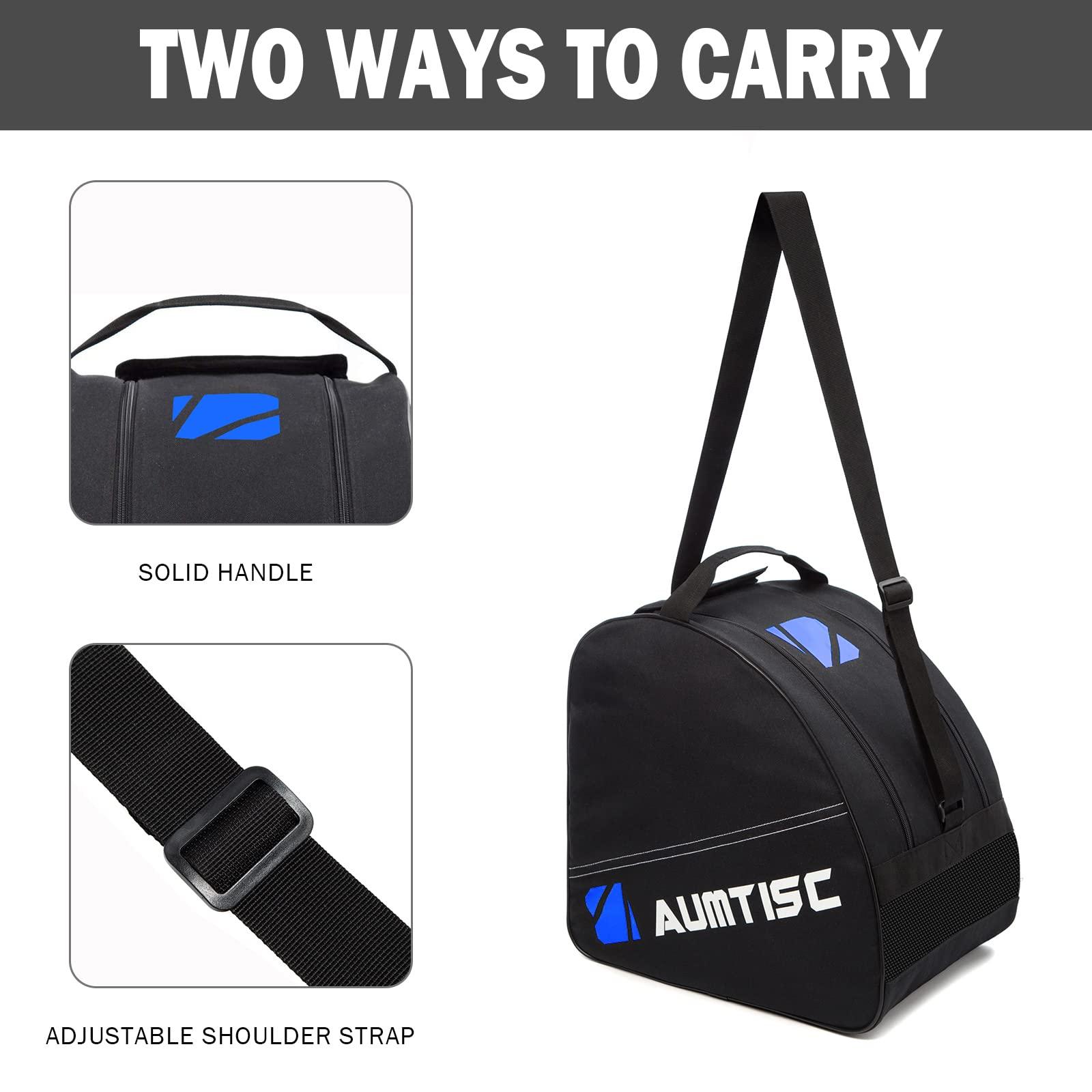 AUMTISC AUMTISC Ski Bags Padded 2 Piece Ski and Boot Bag Combo for Air Travel Flying Ski Boots Size 13 Adjustable Length Skis Bag Up to 200cm (Blue)