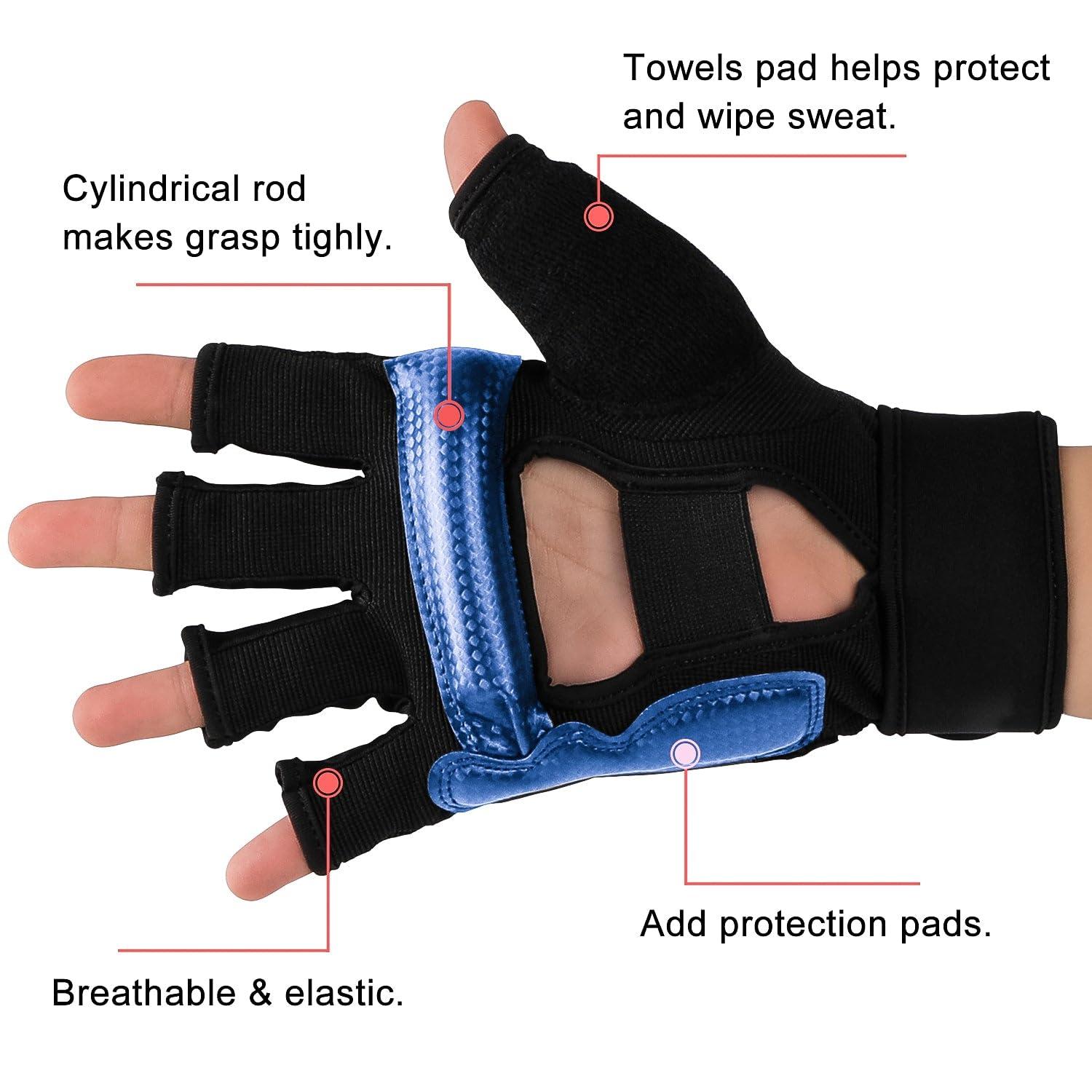 FitsT4 Sports FitsT4 Sports Half Mitts MMA UFC Training Boxing Punch Bag Kickboxing Sparring Grappling Martial Arts Muay Thai Taekwondo Wrist Wraps Support Gloves for Women Men Kids Blue L