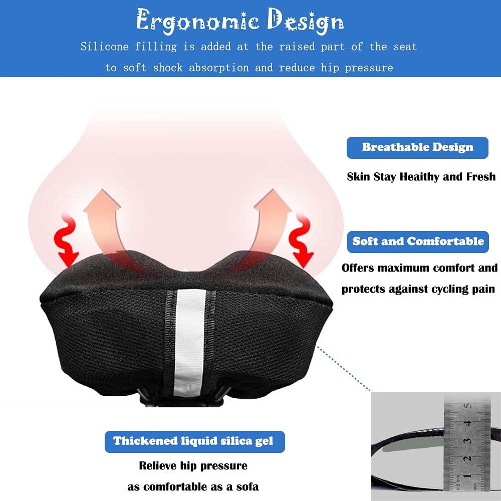 Liyamobu Liyamobu Kids Gel Bike Seat Cushion Cover for Boys & Girls, 9"x6" Breathable & Extra Soft Memory Foam Children Bicycle Saddle Pad with Water&Dust Resistant Cover