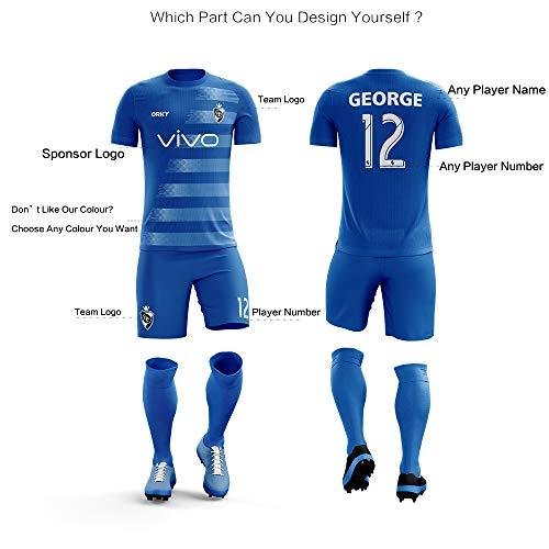 ORKY ORKY Custom Soccer Jersey with Short Men Kids Women USA Football Team Uniform, Personlize Name Number Shirt (Blue,130cm)