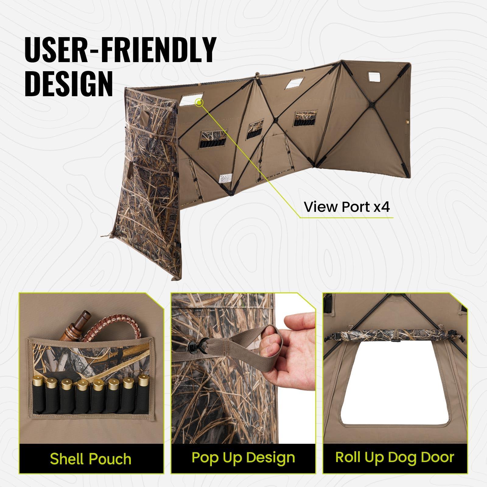 TIDEWE TIDEWE Hunting Blind Panel with Carrying Bag, 3-4 Person Pop-up Waterfowl Blinds, Resilient Field Duck Hunting TentNext Evos