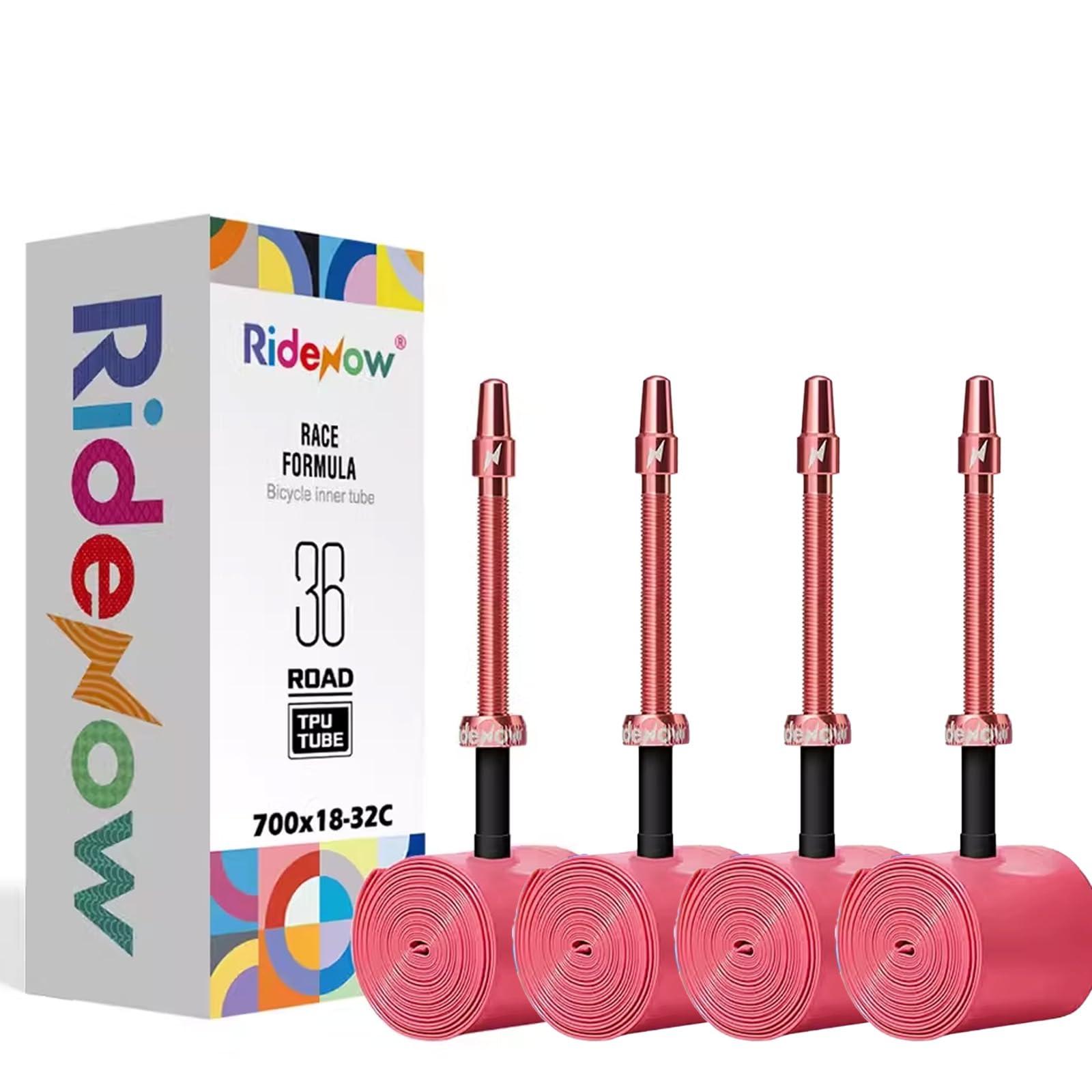 CooMeng 4 Pack RideNow TPU Inner Tubes 700C x 18-32C / 32-47C with 45mm/65mm/85mm Metal Presta Valve, Removable Valve Cores for All Road or Gravel Bike (Include Bike Tube Patch Repair Kit)