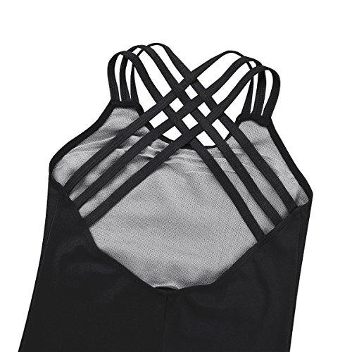 CHICTRY CHICTRY Girl\'s Children\'s Solid-Color Sleeveless Unitard Strappy Back Gymnastics Athletic Dance Bodysuit Clothes Black 5-6