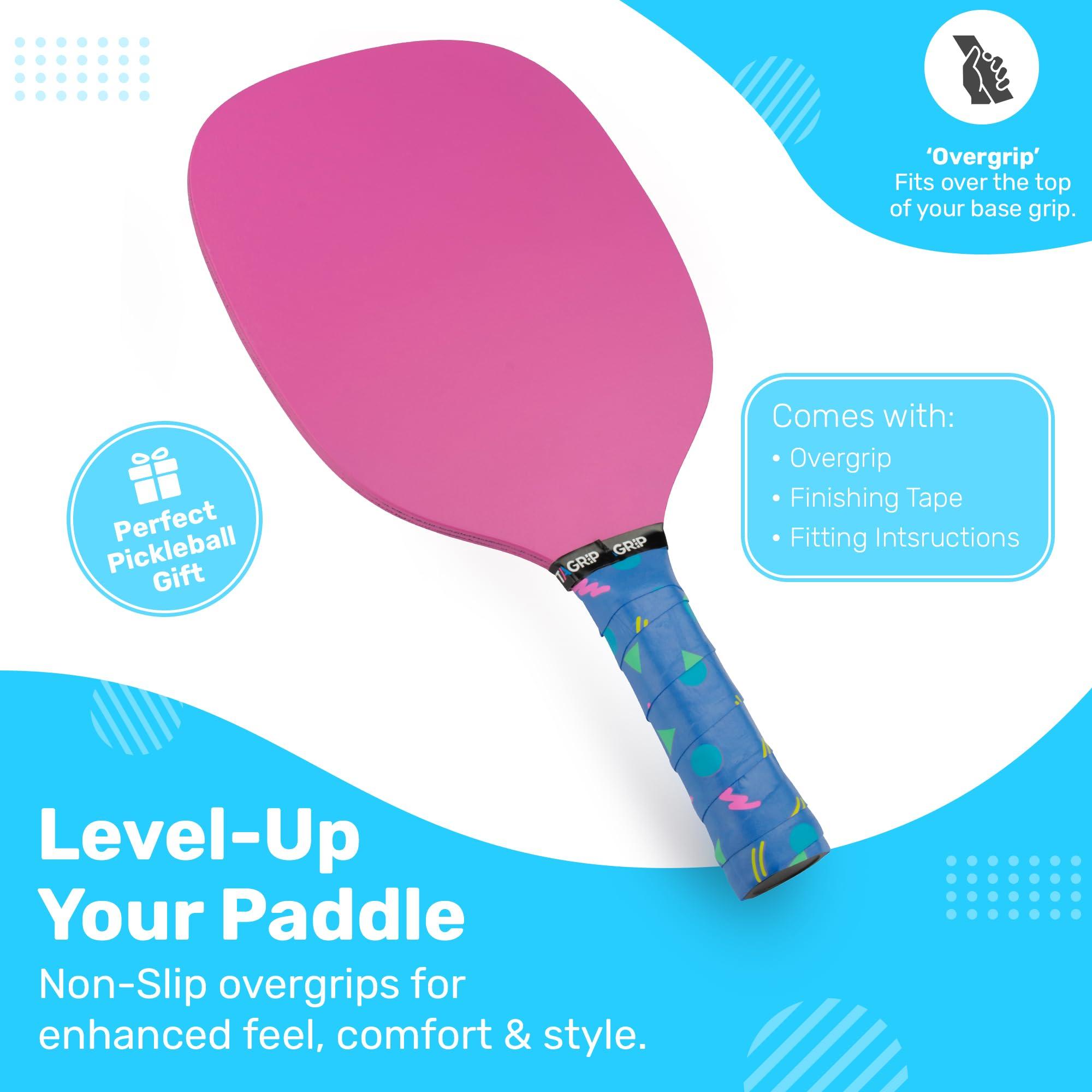 Get A Grip Pickleball Paddle Grip Tape - Anti-Slip/Moisture Wicking Pickleball Overgrips - Precut Pickleball Paddle Wrap Grip Tape (Cutting Shapes, 1 Grip)