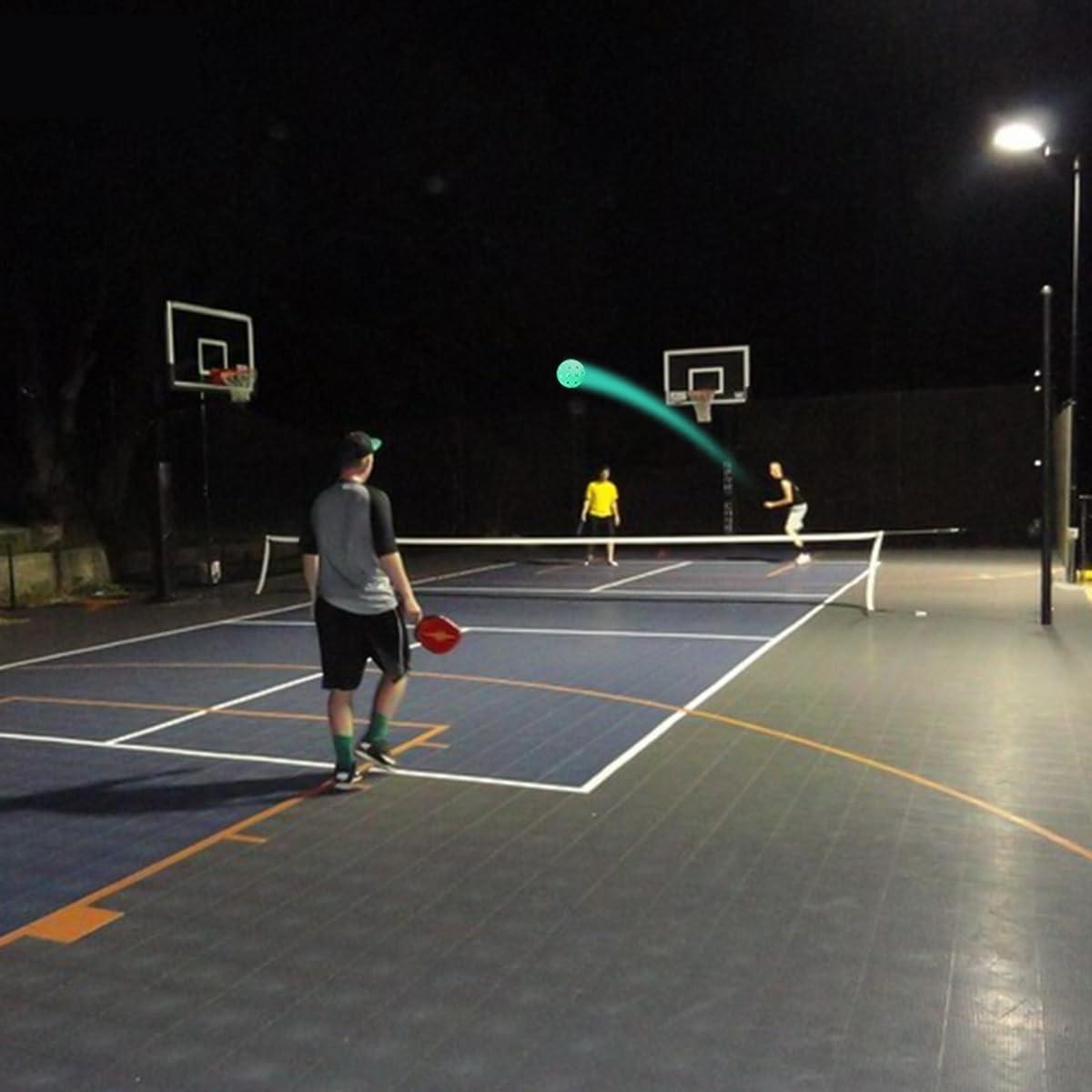 Aolowewin Aolowewin Glow in The Dark Pickleball Balls, 40-Holes USA Pickleballs (USAPA) Spec, Day and Nighttime Practice Pickle Balls, with UV Flashlight & Mesh Bag