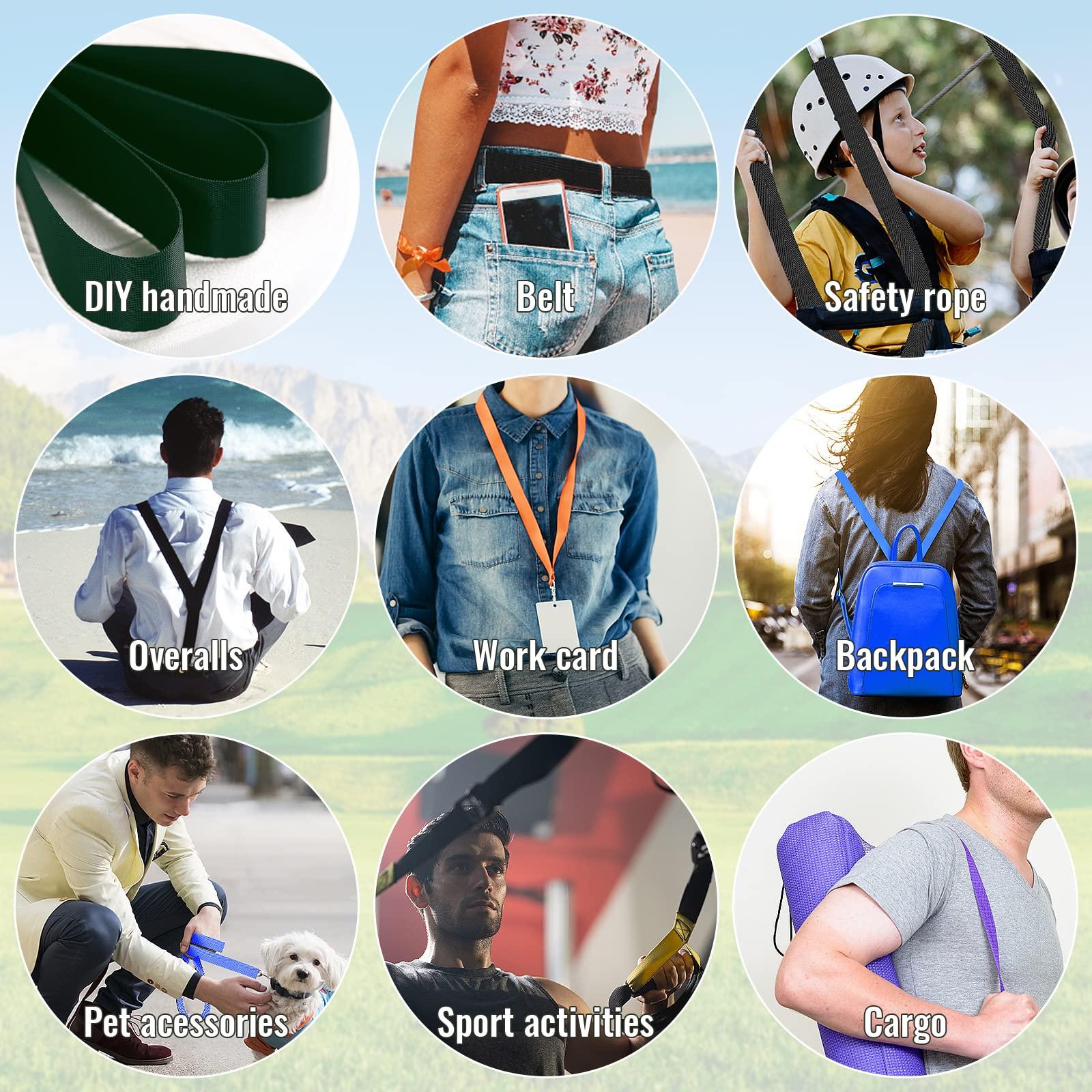 Grosun Grosun 50 Yards Nylon Webbing 1 inch 1.5 inch 2 inch Webbing Nylon Strap Backpack Straps Belt, 10 25 50 3.3 Yards Webbing (White, 2 inch)