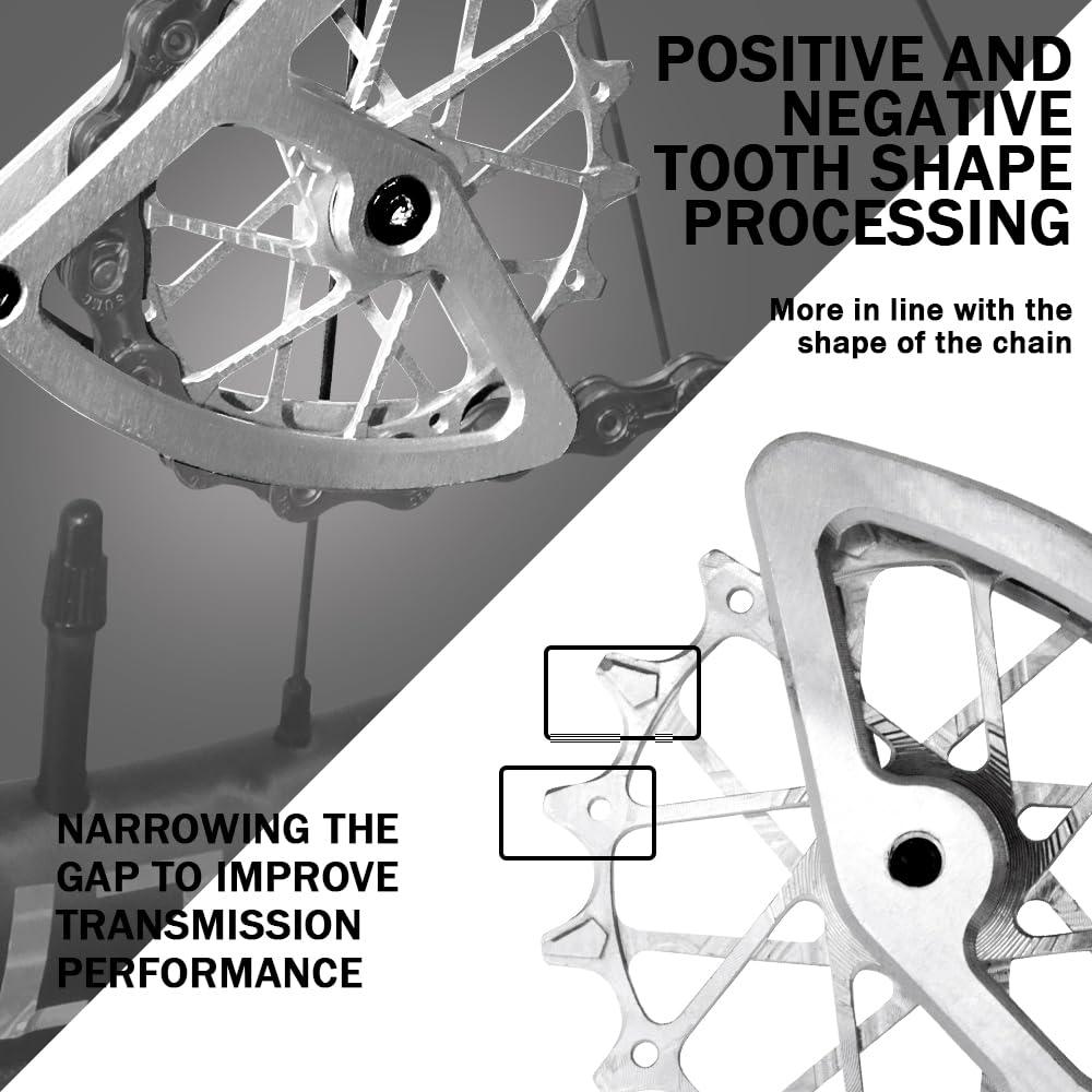 alltoo Rear Derailleur Pulley Wheels,for Garbaruk Shimano 12-Speed,XT XTR SLX M6100 7100 8100 9100 DEORE Rear Shift Guide Leg cage Guide Plate (slivery Set)
