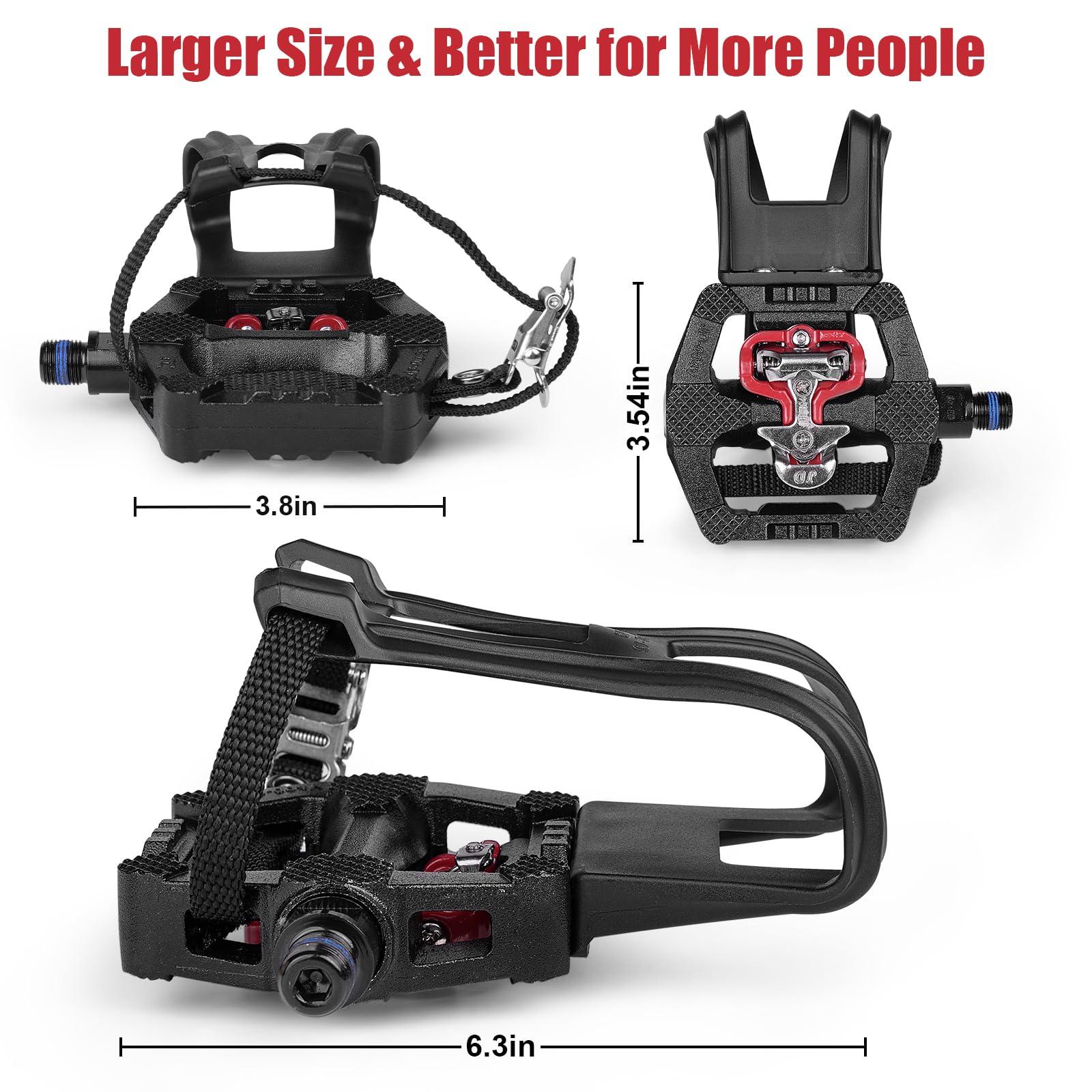 FitHeart Joy FitHeart Joy SPD Bike Pedals Delta Compatible 9/16'' with Toe Cages, Mountain Bike Peloton Pedals for Regular Shoes & Clipless Shoes, Bicycle Pedals Convert Look Delta Pedals to Dual Function Pedals