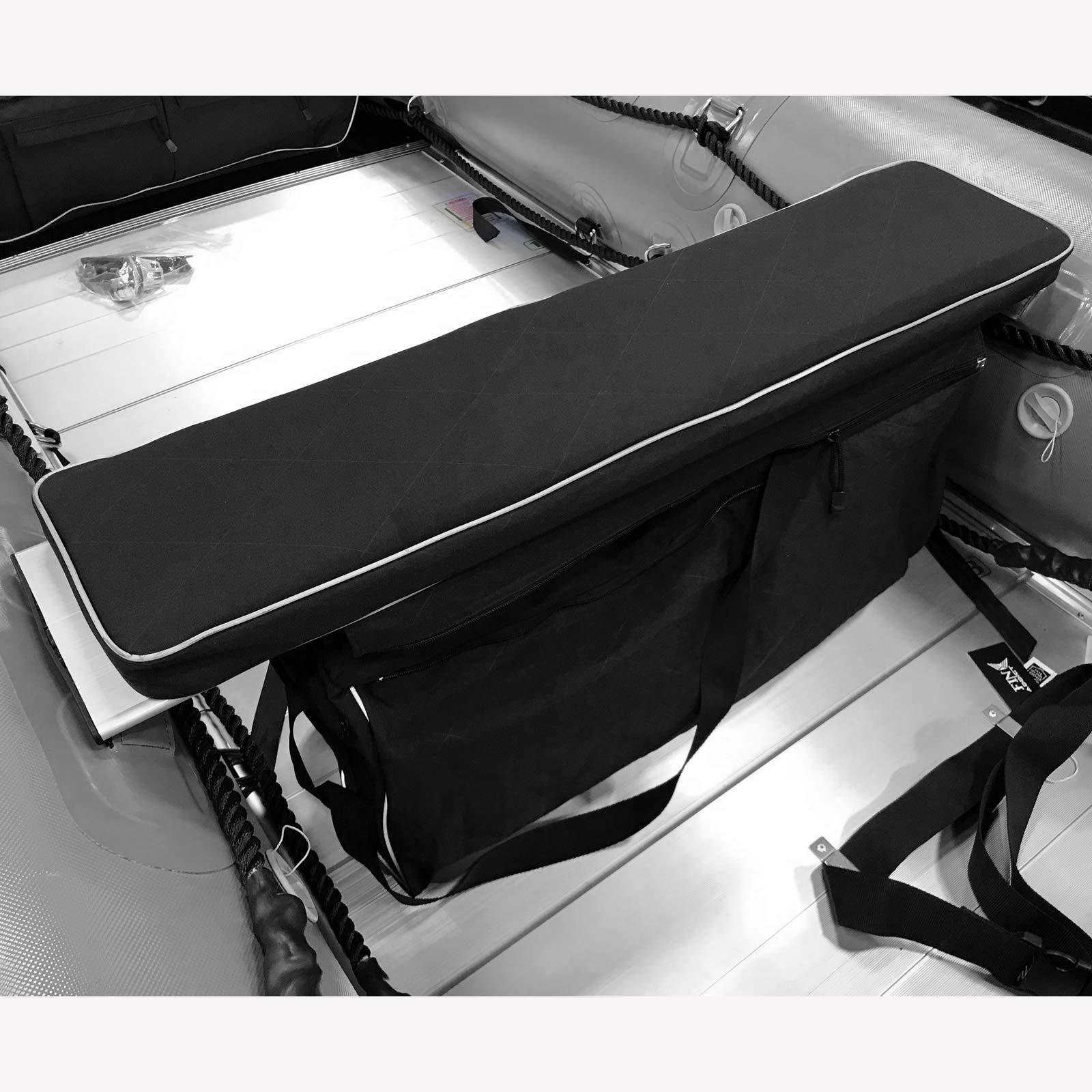 Seamax Seamax Universal Inflatable Boat Bench Seat Cushion and Detachable Seat Bag with Sunlitec 3-Layers Fabric and Reflective Edges (Size E - 46\" for 470-500 Boats)