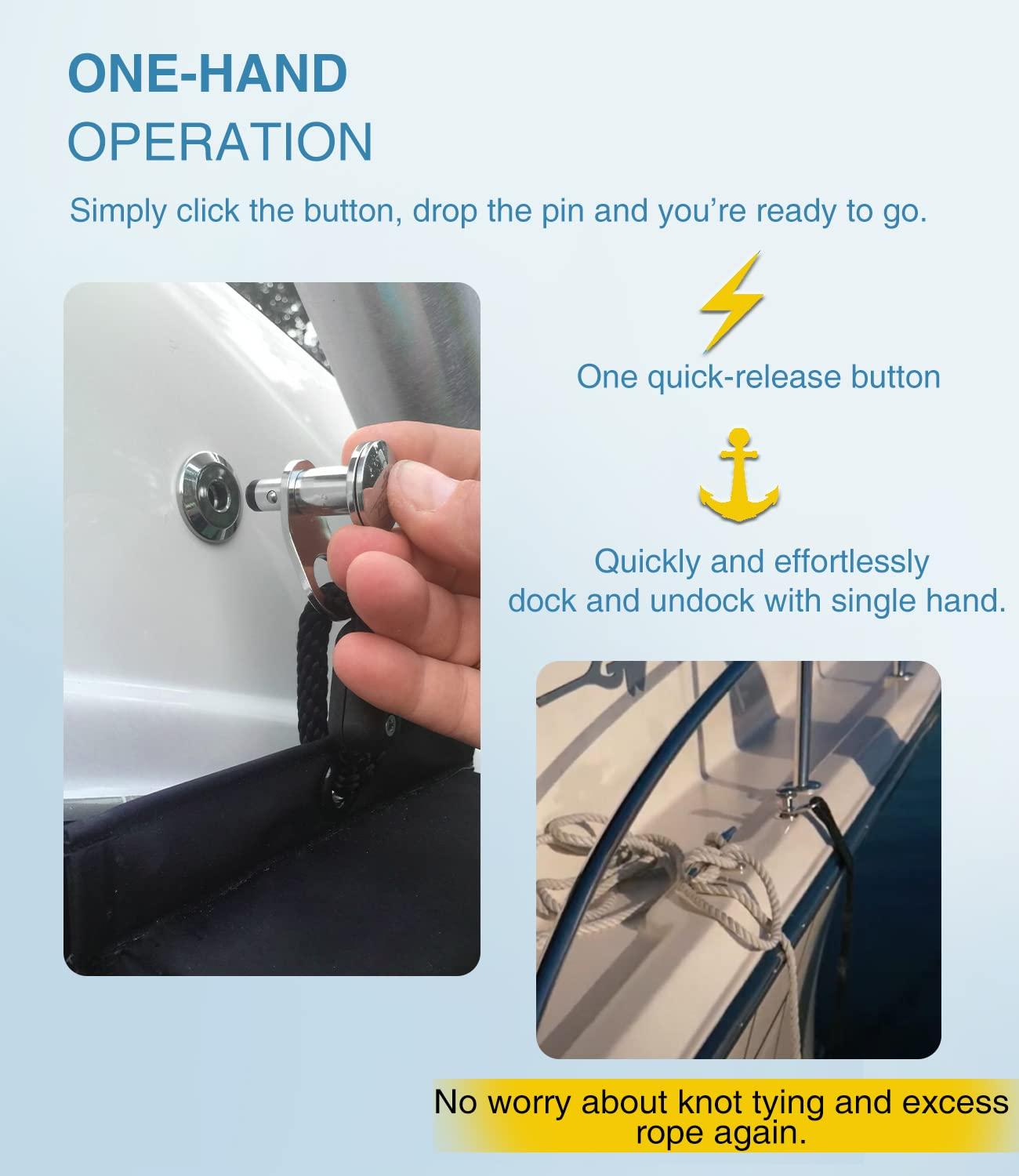 sixcow sixcow 1/2\'\' Quick Release Boat Fender Holder - Marine Stainless Steel Quick-Release Boat Fender Holder Mount Cleat Hook, Receiver Not Included