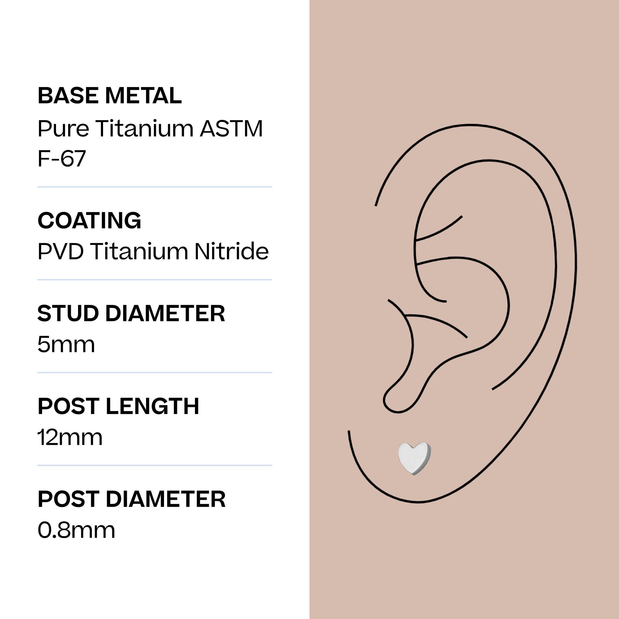 Tini Lux Tini Lux | Hypoallergenic Earrings | Titanium Priya Heart Studs | Silver | Titanium Stud Earrings for Women | Earrings Studs, Sensitive Ears, Trendy Womens Earring Set
