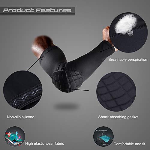 AceList AceList 2PCS Elbow Pads with Padded Compression Shield Shape Arm Sleeves for Protection - Suitable for Basketball, Volleyball, Football, and More - Ideal for Adults, Youth, Girls, Men, Women (Black)