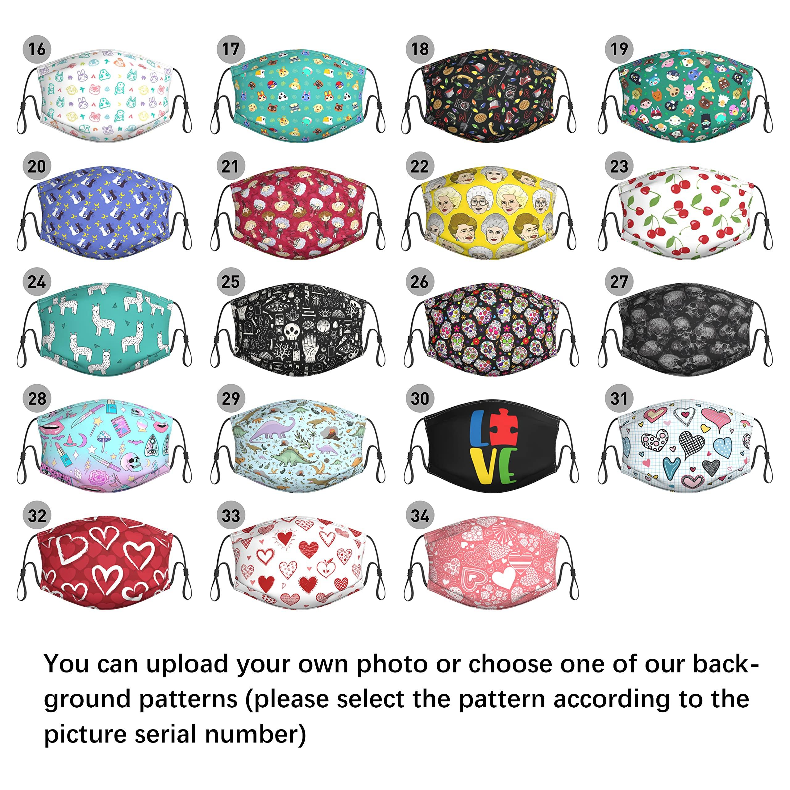 Twodances Custom Face Masks,Personalized Design Breathable Mouth Mask Balaclava Bandanna with Filter Slot Reusable Face Cover for Child Kids Teenagers S