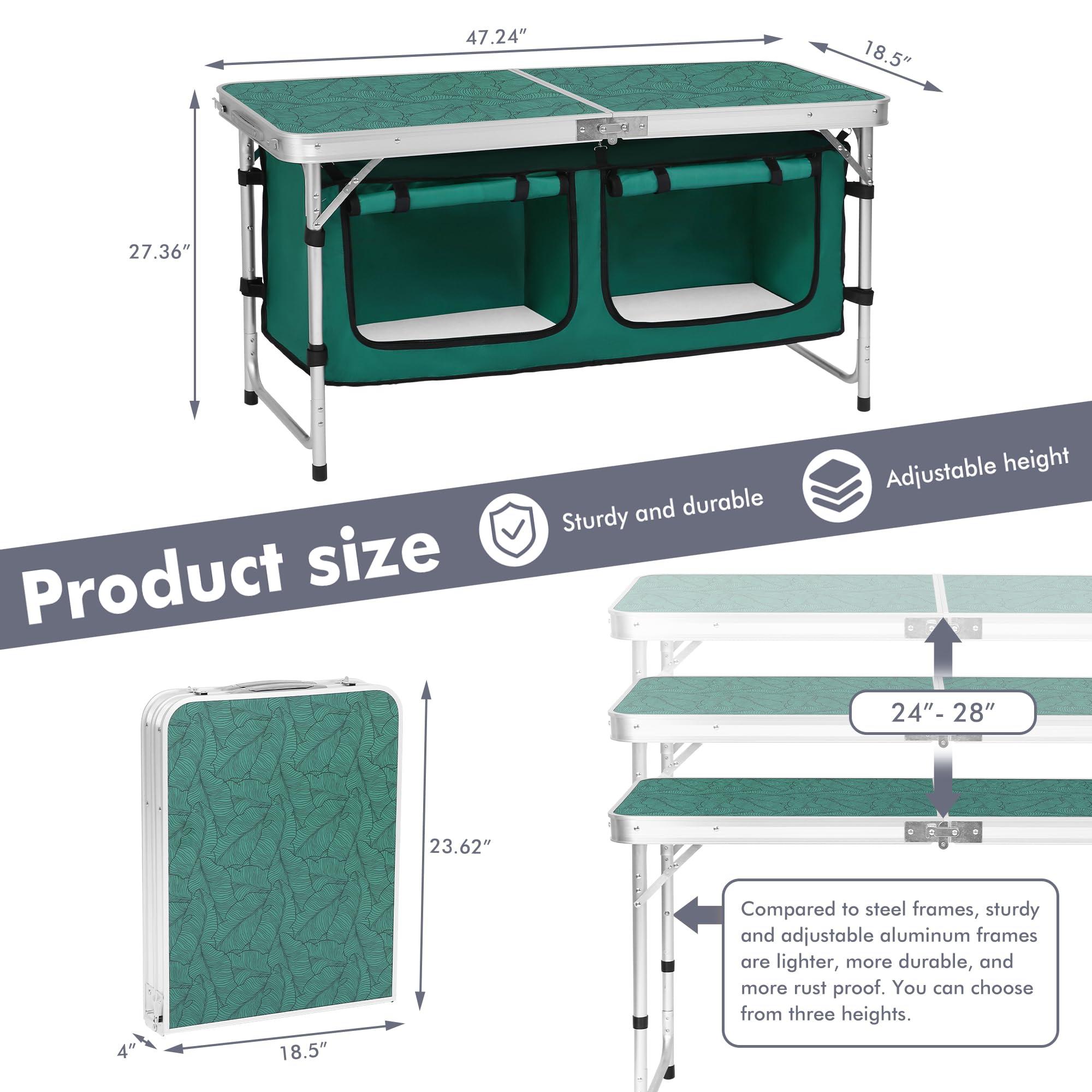 Camp Field Camp Field Camping Folding Aluminum Table with Adjustable Legs for Outdoor Travel Beach, Backyards, BBQ, Party and Picnic Foldable Table