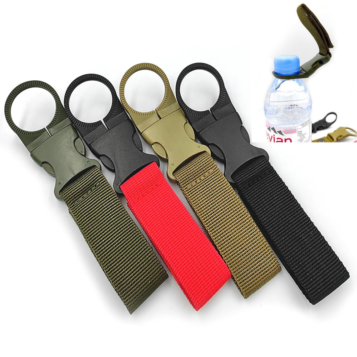 lightstar 4pcs Hanging Bottle Buckle Clip Carabiner, Portable Mineral Water Bottle Clip for Outdoor Camping Hiking Traveling