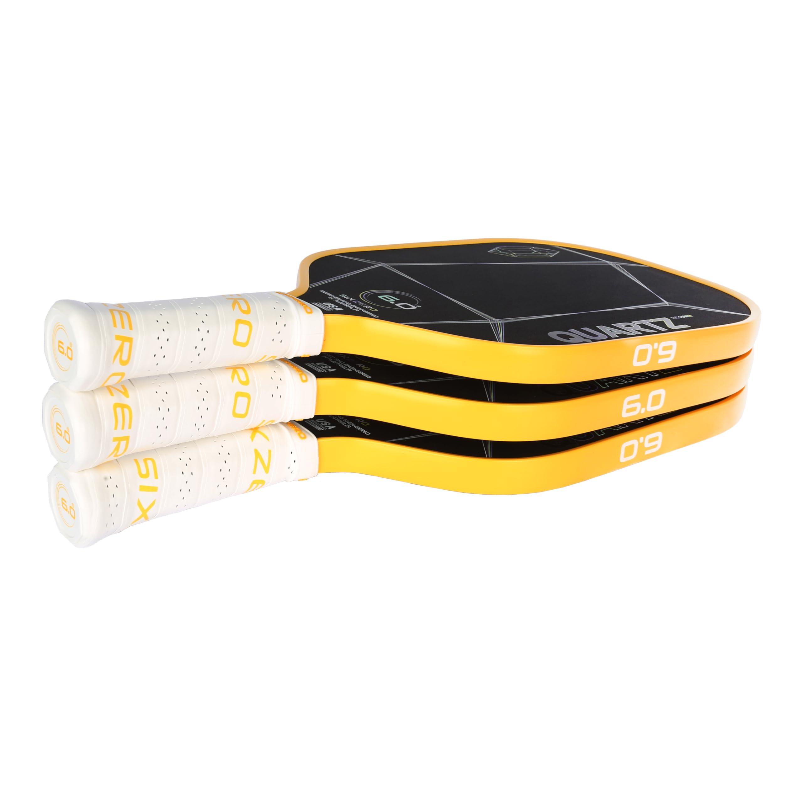 Six Zero Six Zero Quartz Pickleball Paddle - Affordable, Premium Construction, Raw Carbon (Citrine)