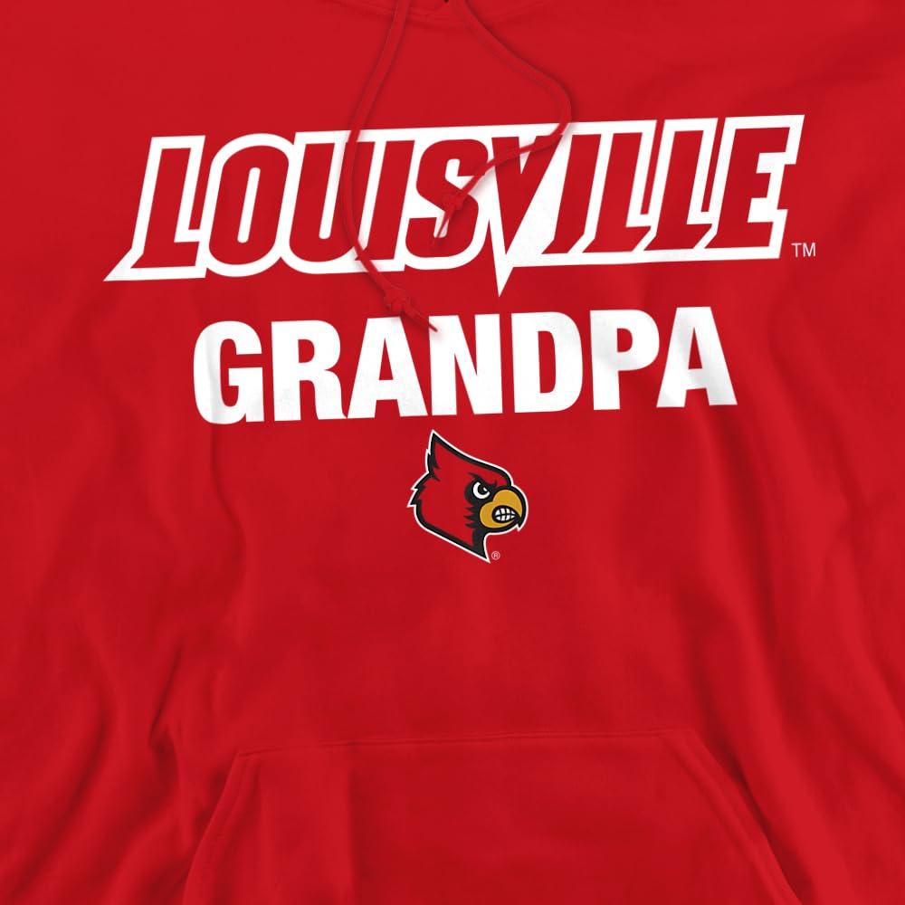 LOGOVISION University of Louisville Official Grandpa Unisex Adult Pull-Over Hoodie, Red, 2X-Large