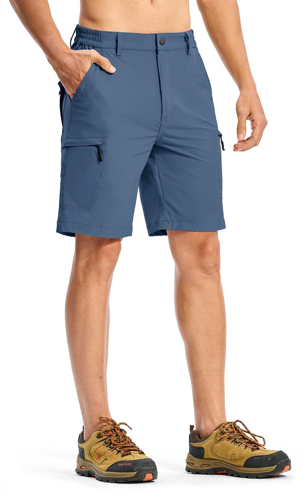 Rdruko Rdruko Men's Hiking Cargo Shorts 9" Quick Dry Lightweight Travel Work Casual Shorts with Zipper Pockets Pockets(Denim Blue, US 40)