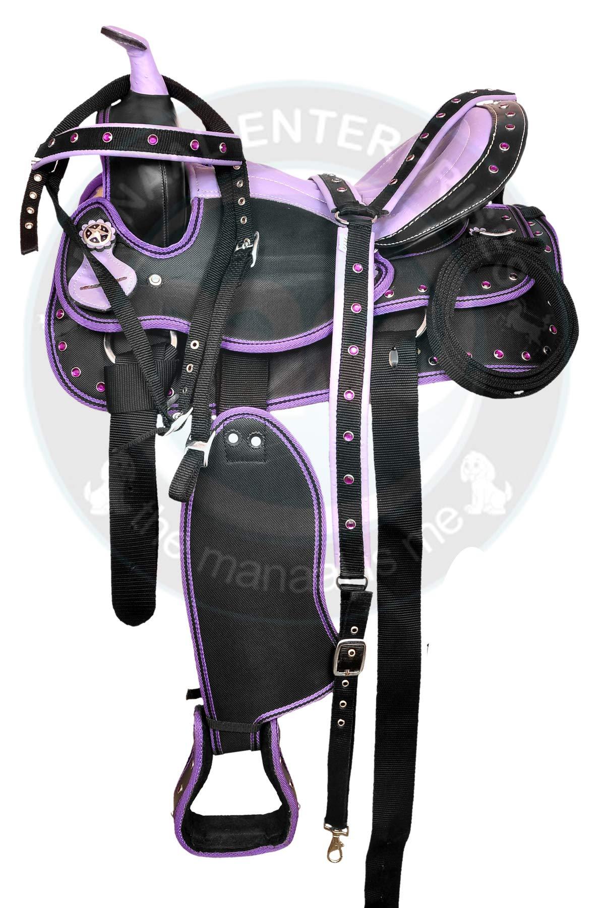 Deen, Enterprises Deen, Enterprises Youth Child Synthetic Western Pony Miniature Horse Saddle Tack Get Matching Headstall, Breast Collar & Saddle Pad Size 10\" to 12\" Inches Seat Available (11\" Inches seat)