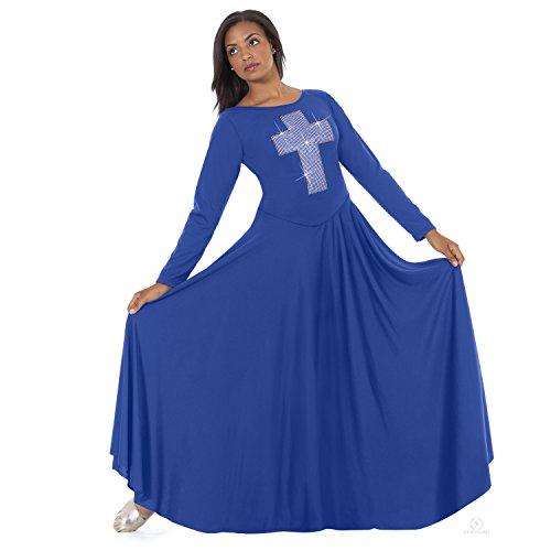 Eurotard Eurotard 11027c Girls Jubilee Cross Applique Dance Dress (M, Royal)
