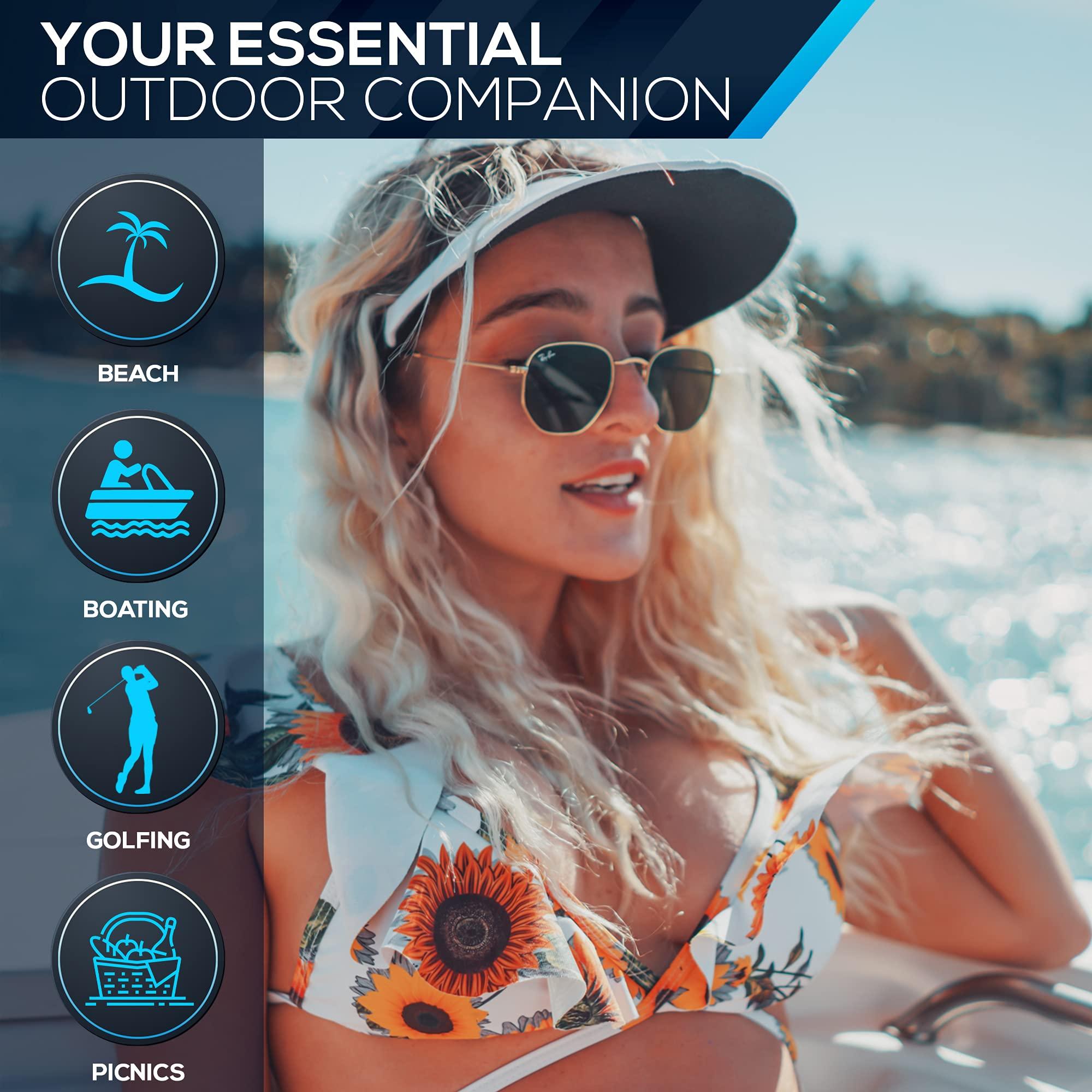 No Headache No Headache Sun Visors for Women | Square Brim Golf & Tennis Visor | Stylish & Lightweight Visor Hats for Women | Comfortable Sun Visors for Outdoor Sports & Travel | White W/Black Pola Dots