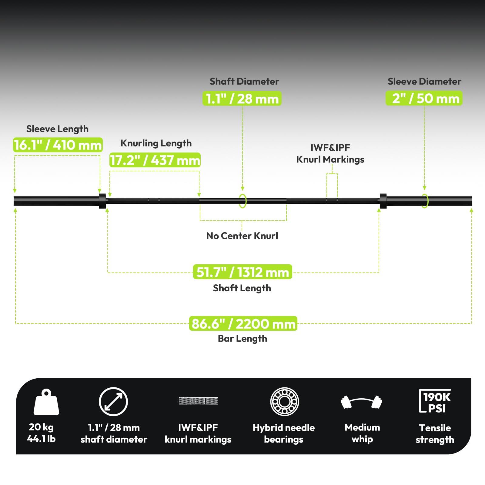 HANDBODE HANDBODE Bumper Plates High-Bounce Olympic Weight Plates, Colored crumb rubber plate for Weight Lifting and Strength Training 100LB with 45 lb (20 kg) Black Barbell