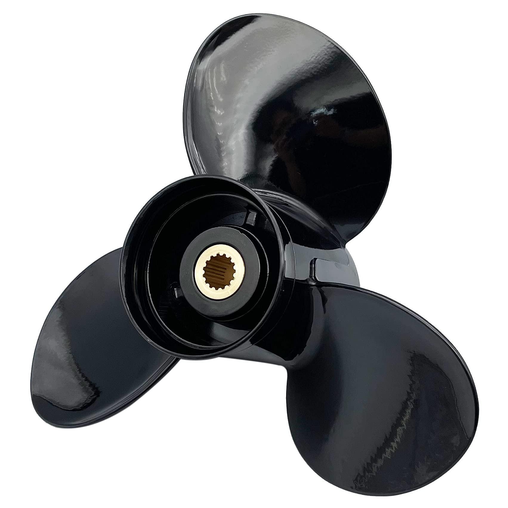 RASON-REX OEM Grade Aluminum Outboard 3 Blades Propeller 15 1/4x15P Compatible For BRP,JOHNSON,EVINRUDE,OMC STERN DRIVE Engines E-TEC 150-300HP&90-130HP,25" Shaft,2 Strokes 15 Spline Tooth,RH