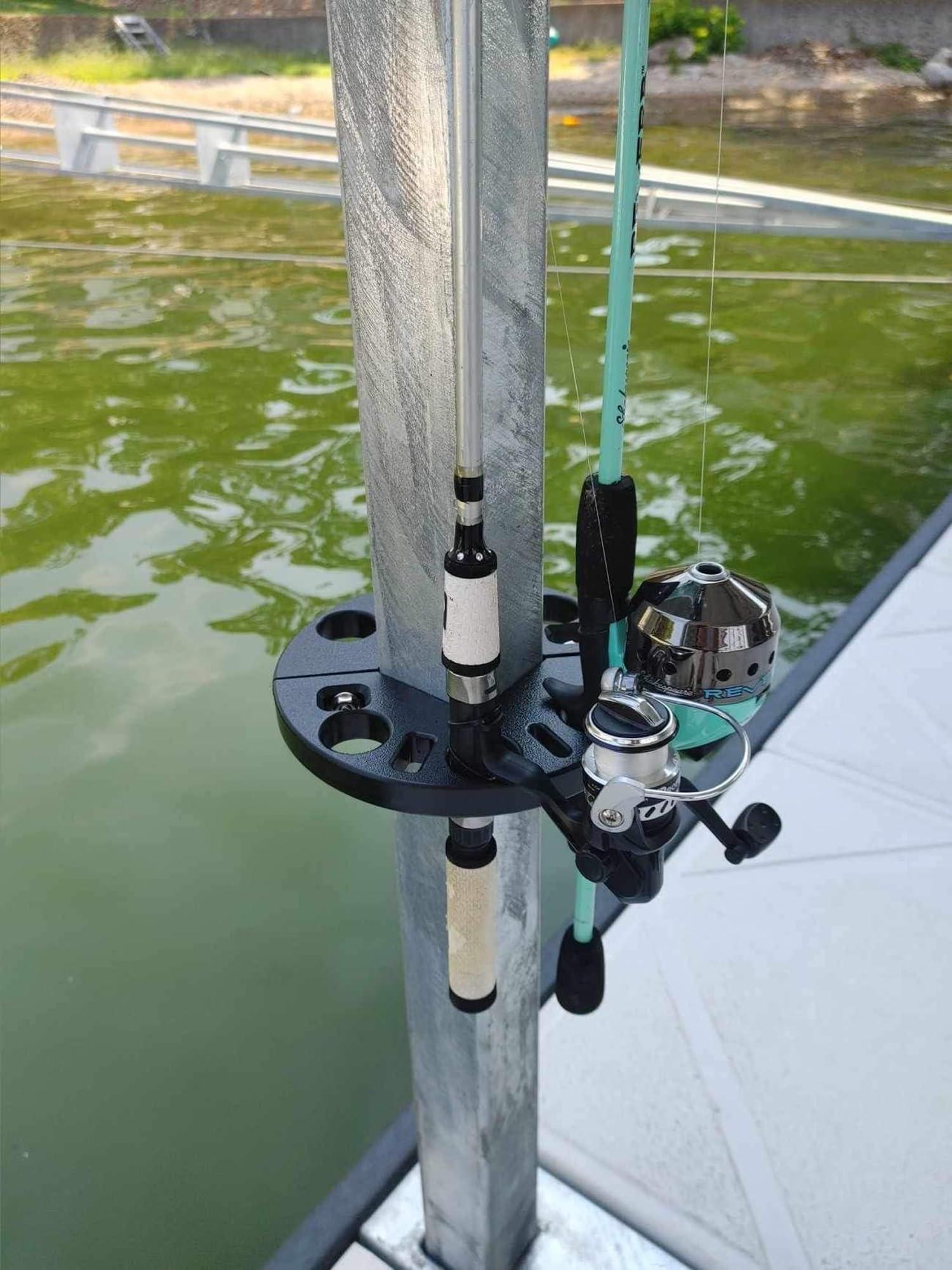 DockBloxx Dockbloxx, Angler Bloxx, Heavy-Duty Fishing Rod Holder, Made in USA, Fits a Square Post, Black, Single-Sided, 2\"