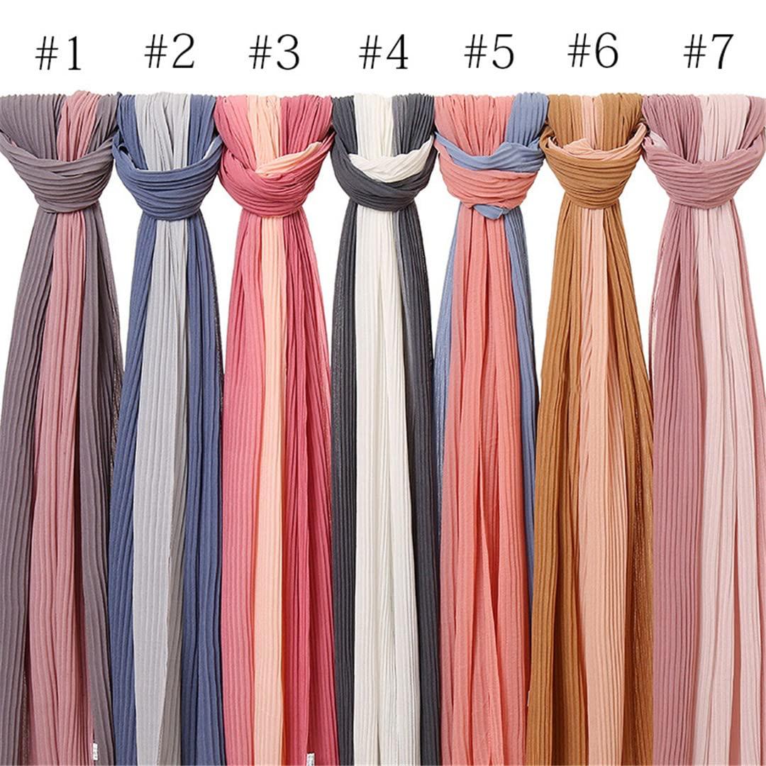 Hcclijo Hcclijo Colors Ombre Gradient Crinkle Chiffon Hijabs Scarf Pleated Hijabs Shawls Muslim Wraps Turbands Foluard 1PC Retail 11