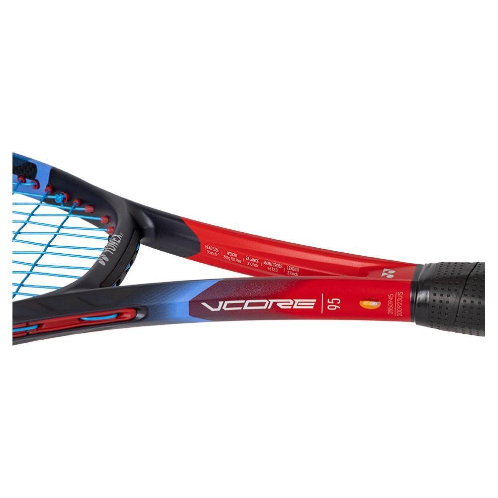Do It Tennis Yonex VCORE 95 7th Gen Scarlet Tennis Racquet (4 1/4" Grip) Strung with Red 16L PolyTour Fire at Mid-Range Tension