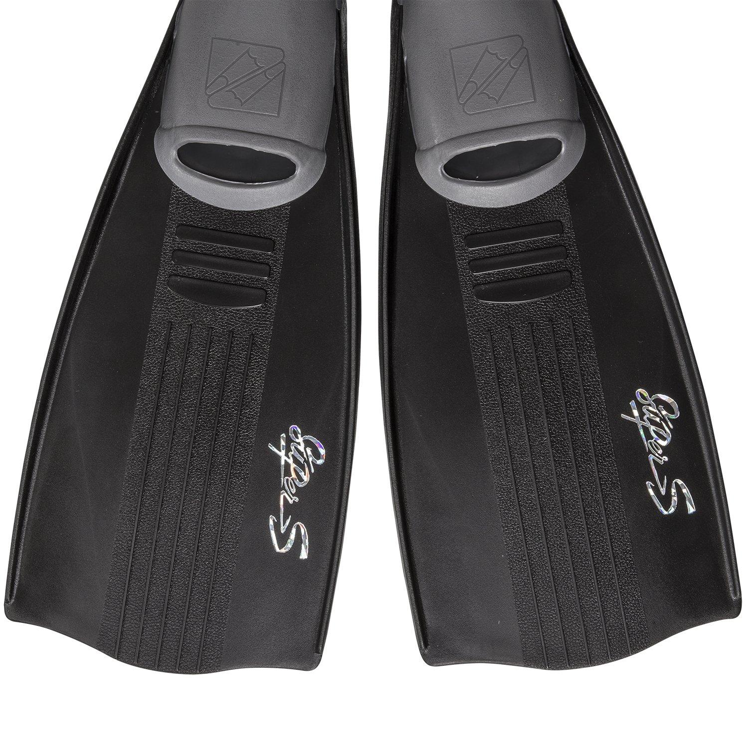 IST IST Super S Snorkeling Fins with Better Balance Blades & Closed Heel Full Foot Pocket, Eco Friendly Design (Medium, Black)