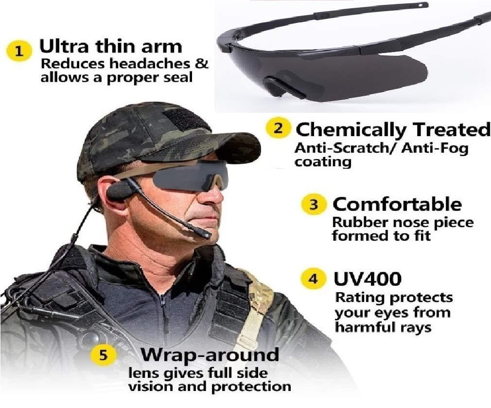 GALAXYLENSE GALAXYLENSE ICE DEA Tactical Combat Glasses For Men - Shooting Glasses - Hunting Glasses - 3 Color Replacement lens (Black)