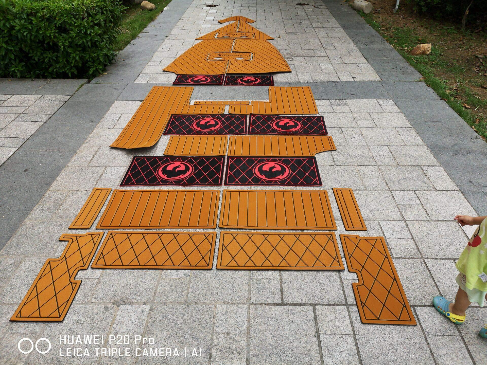 ZY ZY 2014 MasterCraft X-Star Boat Swim Platform Pads 1/4" 6mm EVA Teak Decking (Light Brown with Black Lines)