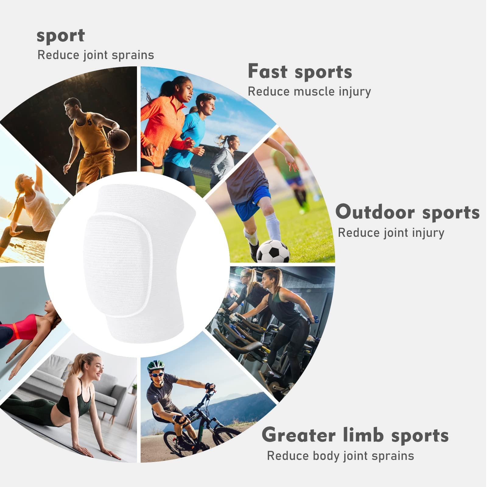 Ruizaua Volleyball Knee Pads, Soft Breathable Thick Sponge Youth Volleyball Knee Pads for Men Women Girls Knees Protective, Knee Pads for Volleyball Basketball Football Dance Workout Climbing etc Various Sports S (White)