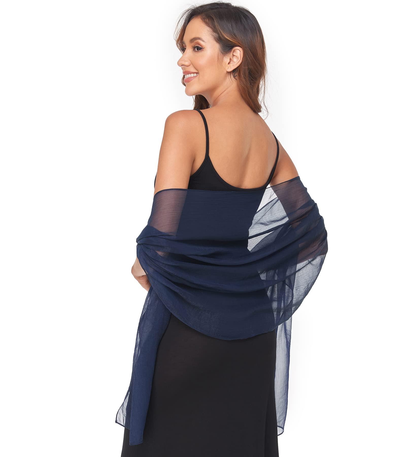 SURVODJA SURVODJA Women Shawls and Wraps for Evening Dress Lightweight Scarf Wedding Guest Shawl Wrap Bridesmaid Scarves(Navy Blue,79''18')