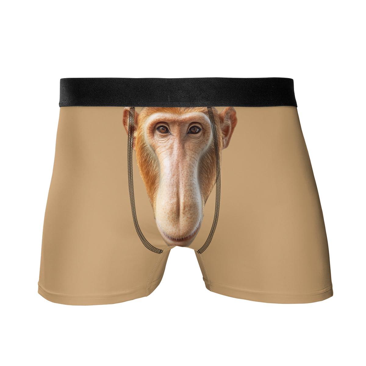 HANZSPROUT HANZSPROUT Proboscis Monkeys Trunk Boxers for Men - Funny Animal's Trunk Mens Underwear Boxer Briefs Underwear 15 Size S