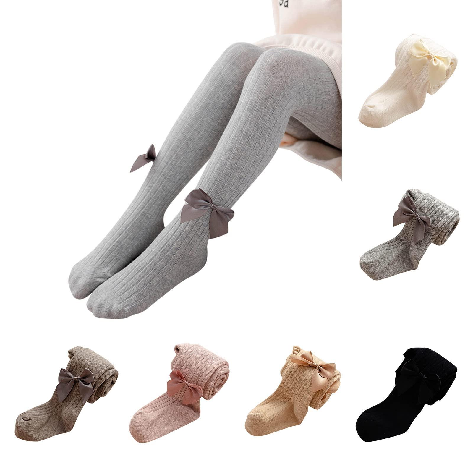 NineFit Basics Baby Tights for Toddler Girls Thick Cable Knit Seamless Stockings Pack Pantyhose Bow-Knot Fall (L2-White, 6-12 Months)