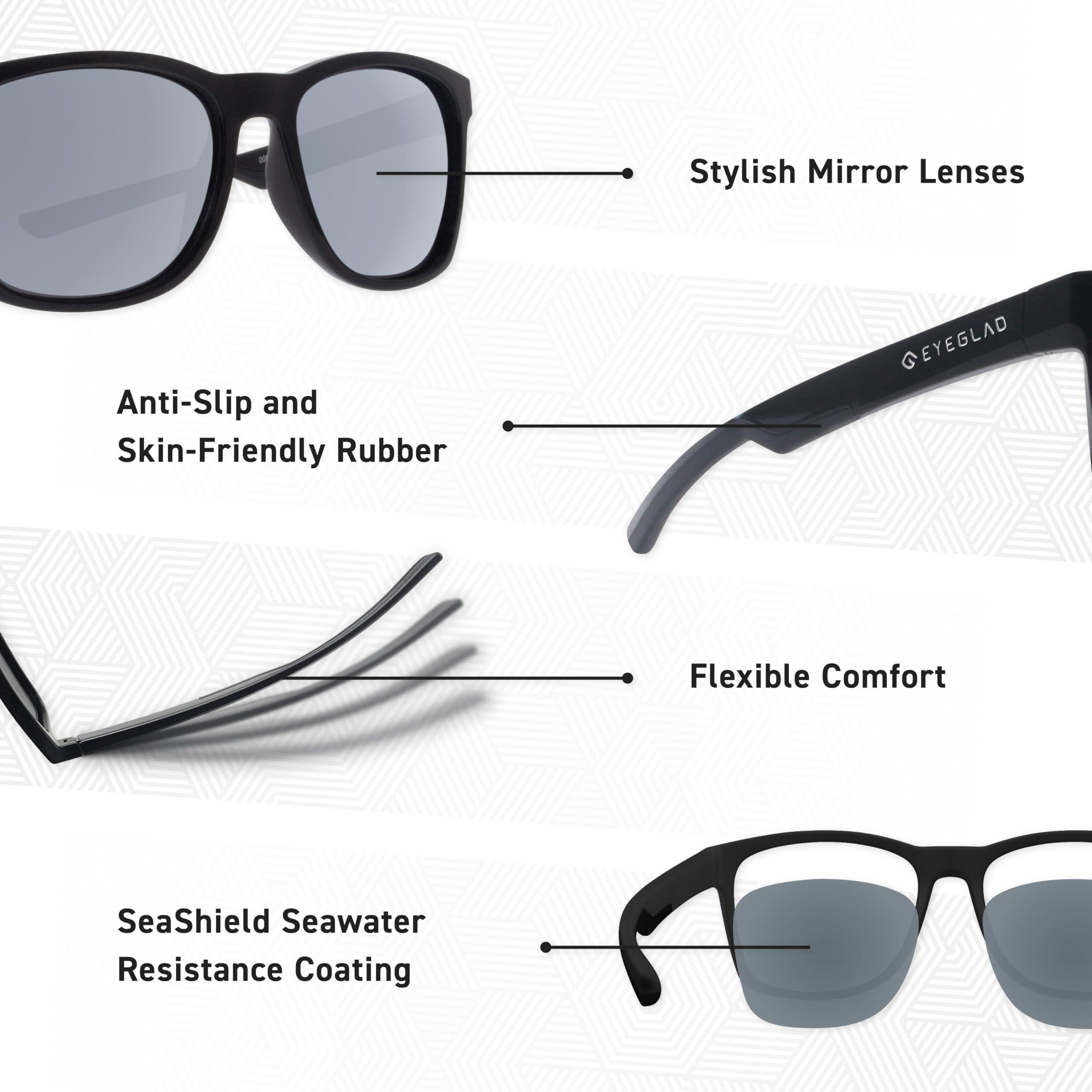 EYEGLAD EYEGLAD SUNWAVE Ultra-lightweight Design Lifestyle Sunglasses Outdoor Fishing Polarized UV400 Protection Men Women Running Sports (Onyx Black)