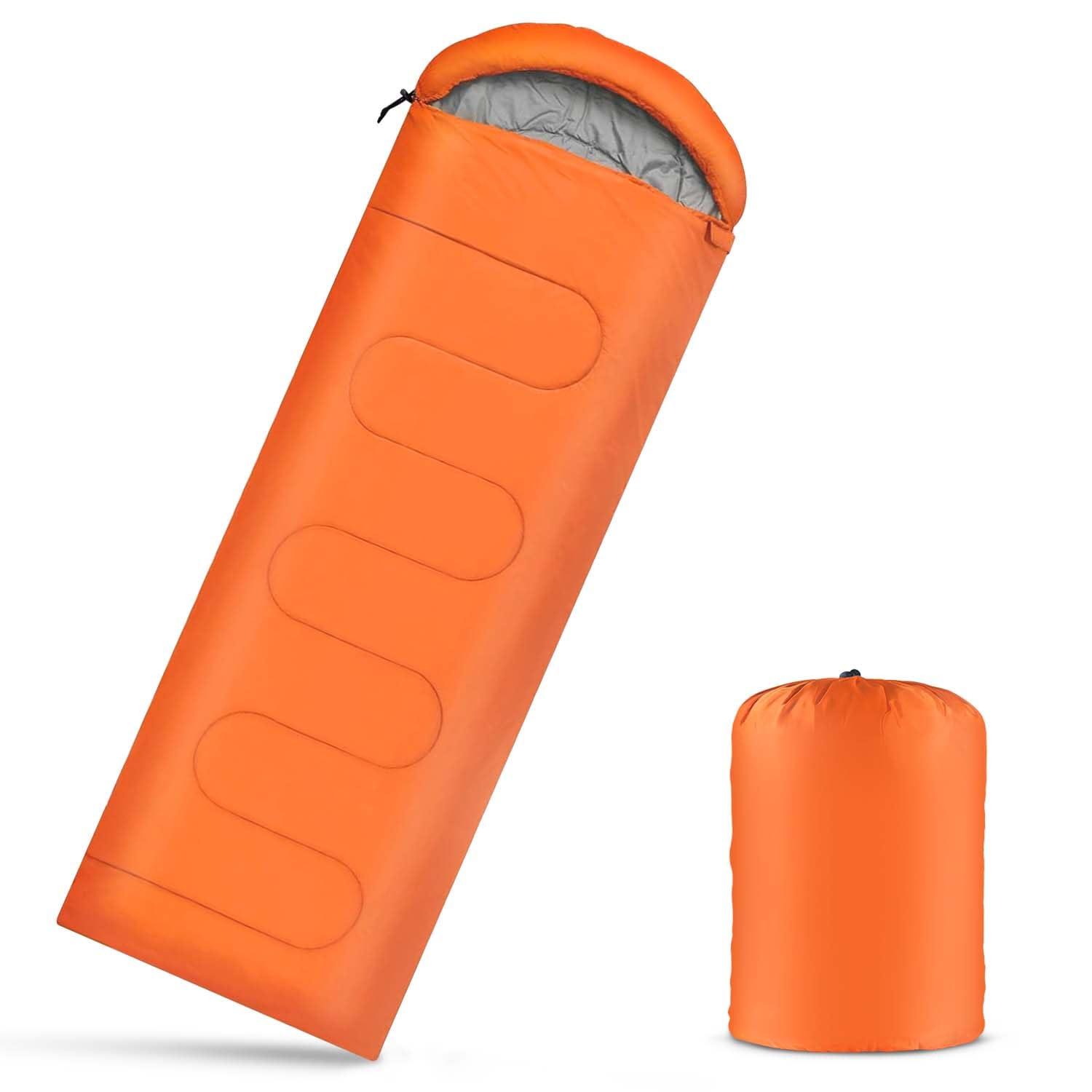 OBTANIM OBTANIM Camping Sleeping Bags Portable Waterproof Sleeping Bag for Adults Kids 4 Seasons Winter, Fall, Spring, Summer Backpacking Hiking Camping Mountaineering Indoor Outdoor Use (Orange)