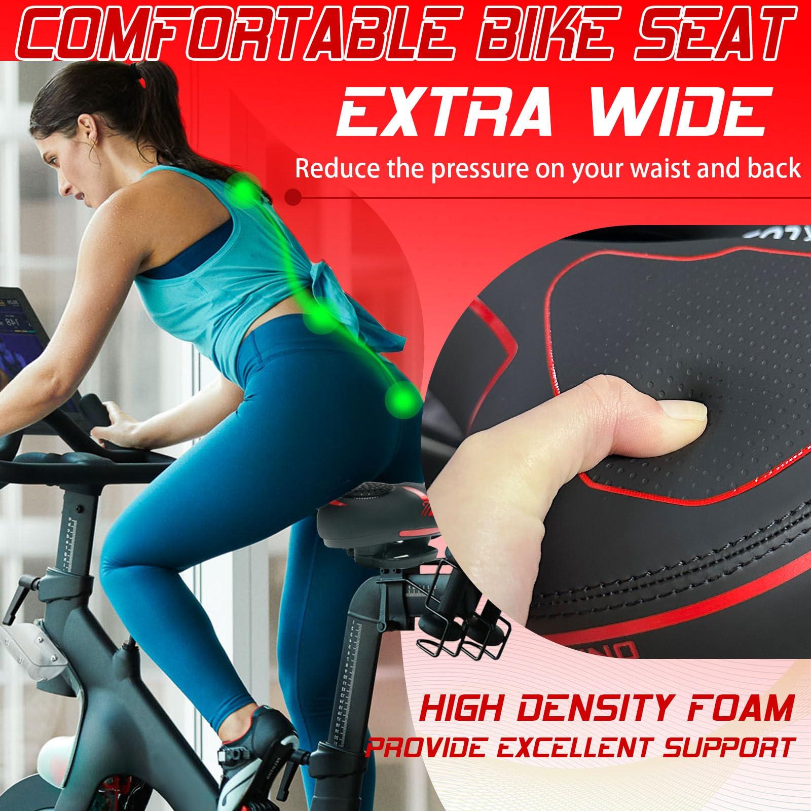 BUCKLOS BUCKLOS Extra Wide Comfort Bike Seat Cushion for Men Women - Bicycle Big Soft Foam Padded Seats for Exercise Bike/Peloton/Ebike/Stationary Bike/Spin Bike