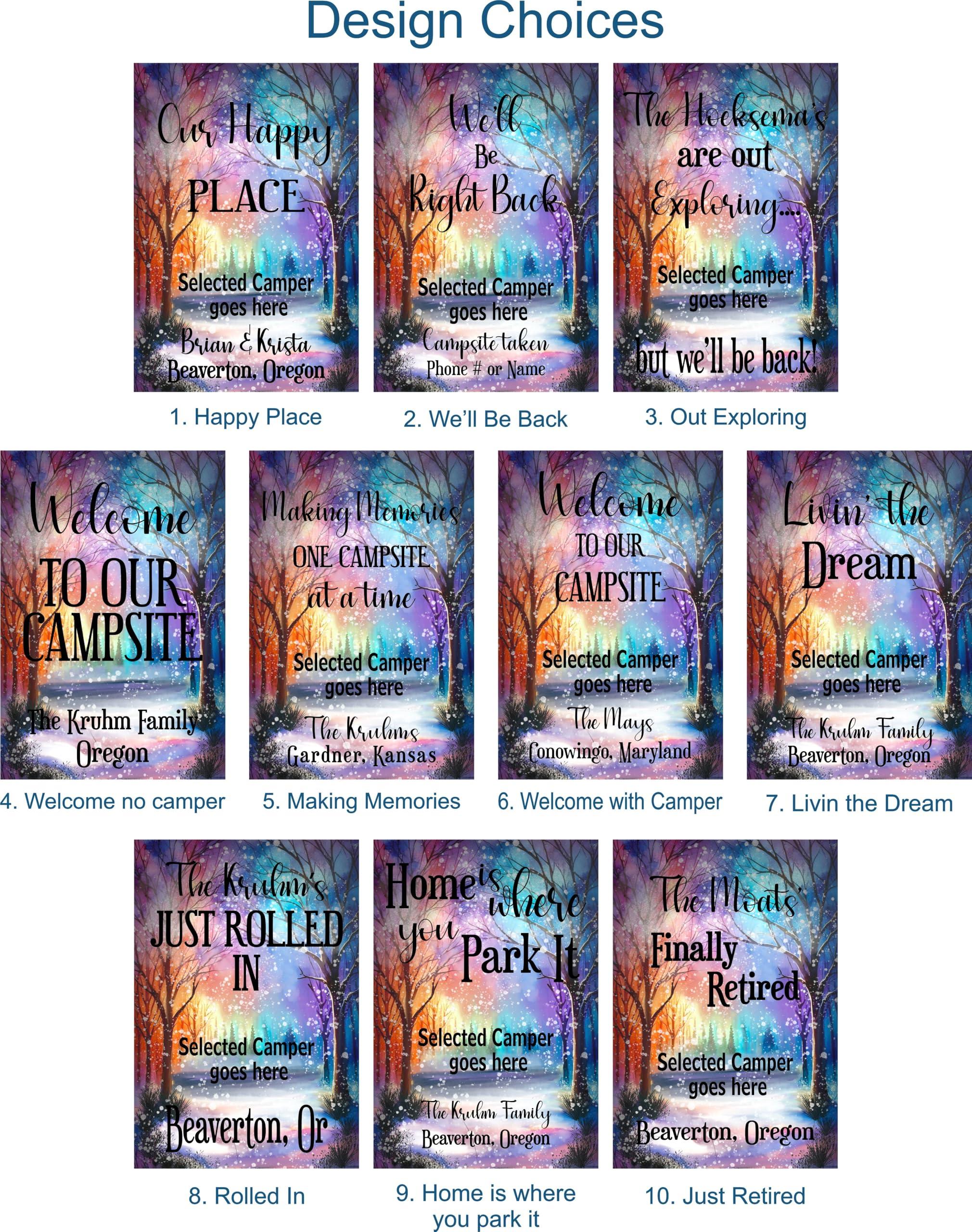 Krista Custom Creations Personalized Campsite Winter Garden Flag - Custom Colorful Camping Decoration for RV, Travel Trailer, Motorhome, Tent - Unique Falling snow Outdoor Yard Decor (Solid Class C Camper)