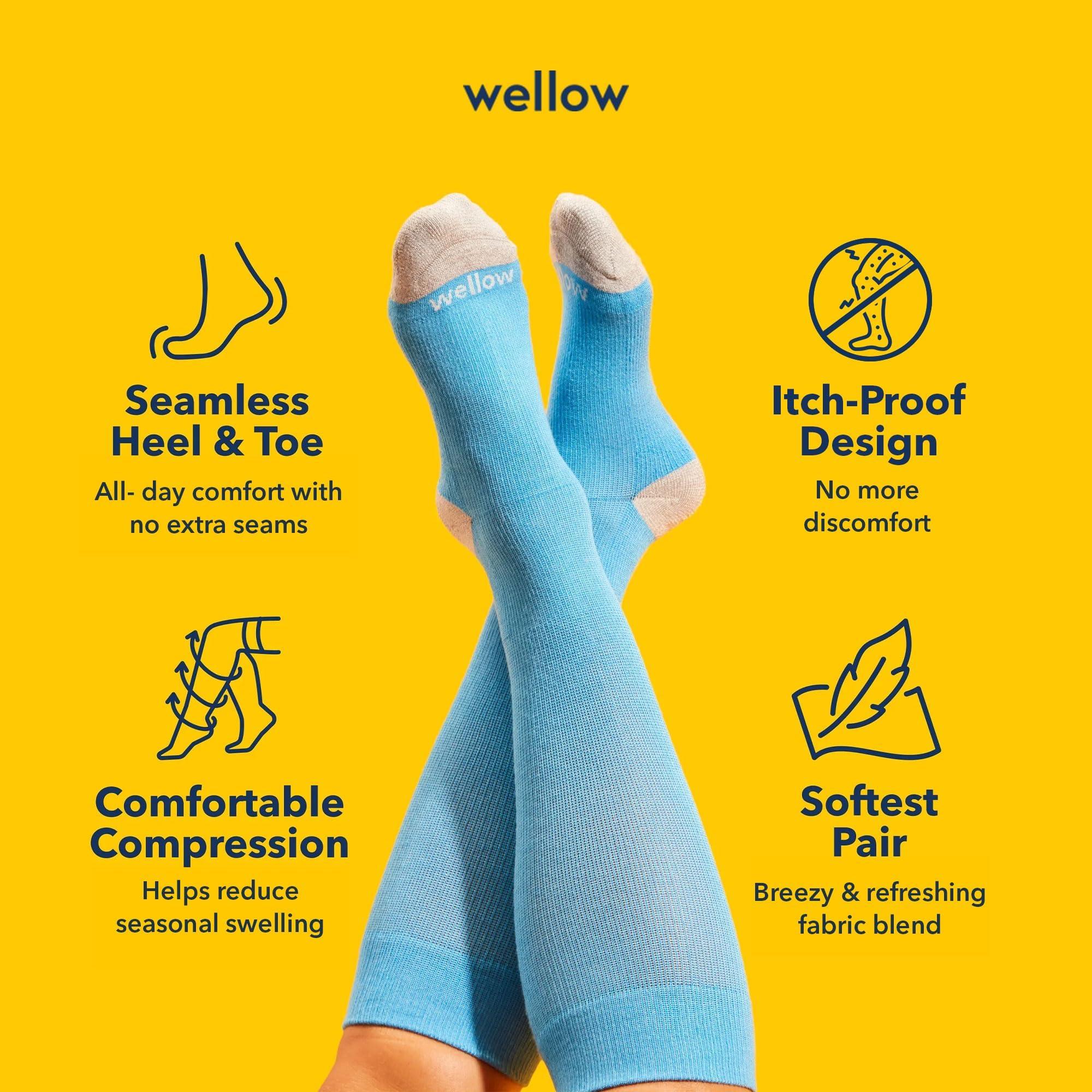 Wellow Wellow Premium Socks (Compression Socks - Regular) for Men and Women, Made with Viscose from Bamboo, Relieves Swelling, Nurses - Pregnancy Support, SM, Onyx Toe - Front Runner