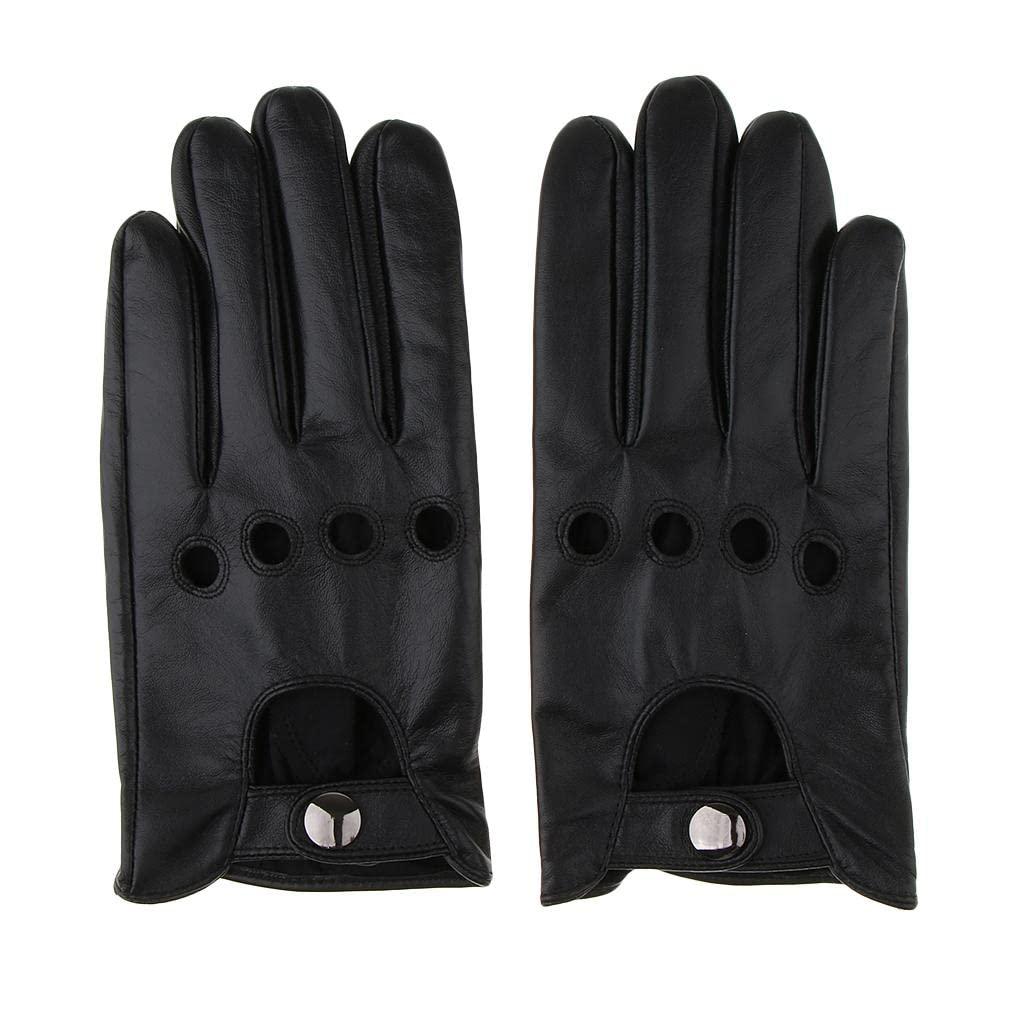 pistro pistro Mens Vintage Leather Driving Gloves Lined Screen Touch Drive Gosling Gloves - Black, L