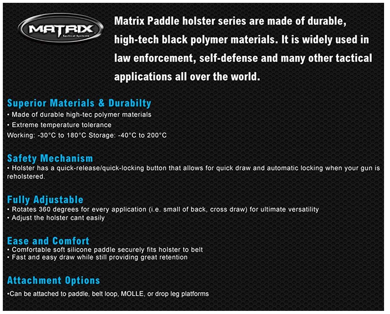 Evike Evike Airsoft - Matrix Hardshell Adjustable Holster for M9 Series Airsoft Pistols (Type: Black/No Mount)