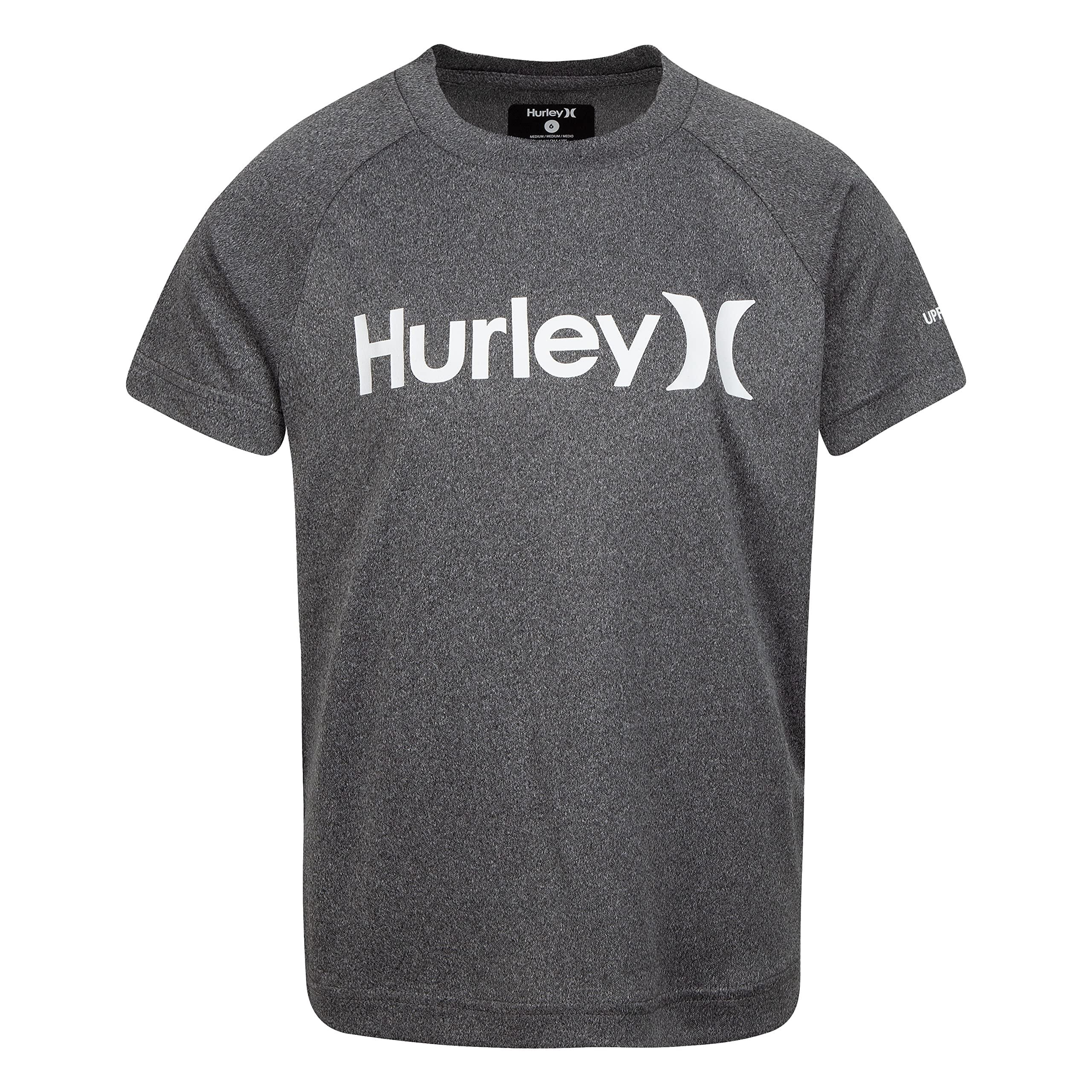 Hurley Hurley Boys' Rash Guard Shirt, Black Heather, 6