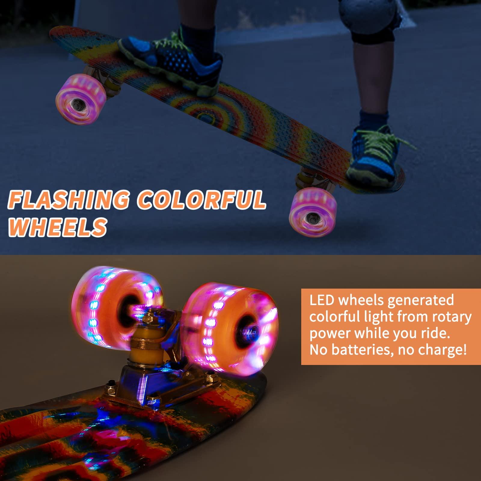 Kqpoinw Kqpoinw Kids Skateboard,22\" Complete Skateboards for Kids,Teens,Grils,Beginners,Skate Board,Rainbow Skateboards with Colorful LED Light up Wheels,Skate Tool, Ideal Gift for Girls,Kids,Teens.